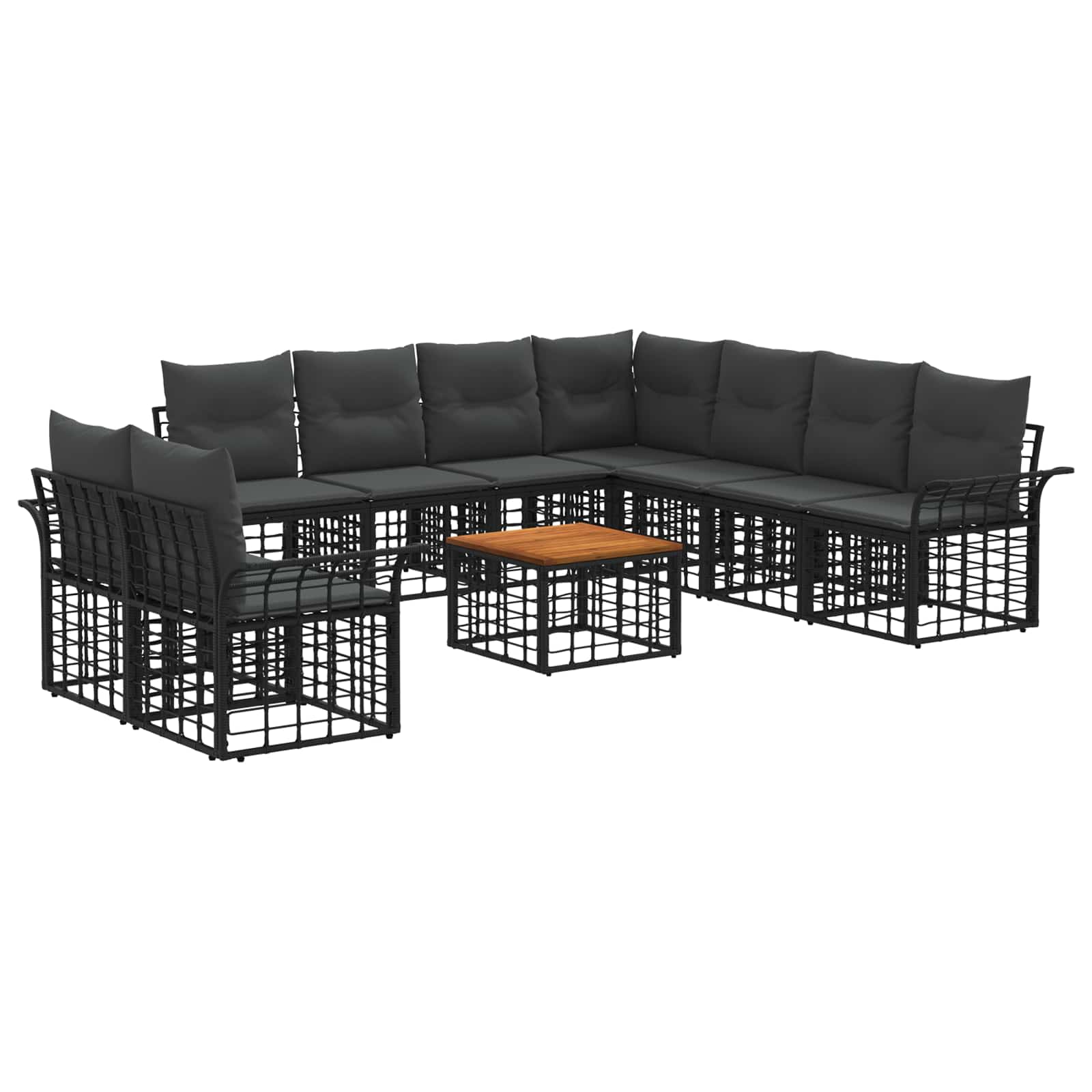 Set vanjskih sofa 10 pcs Crna i tamno siva Poliester