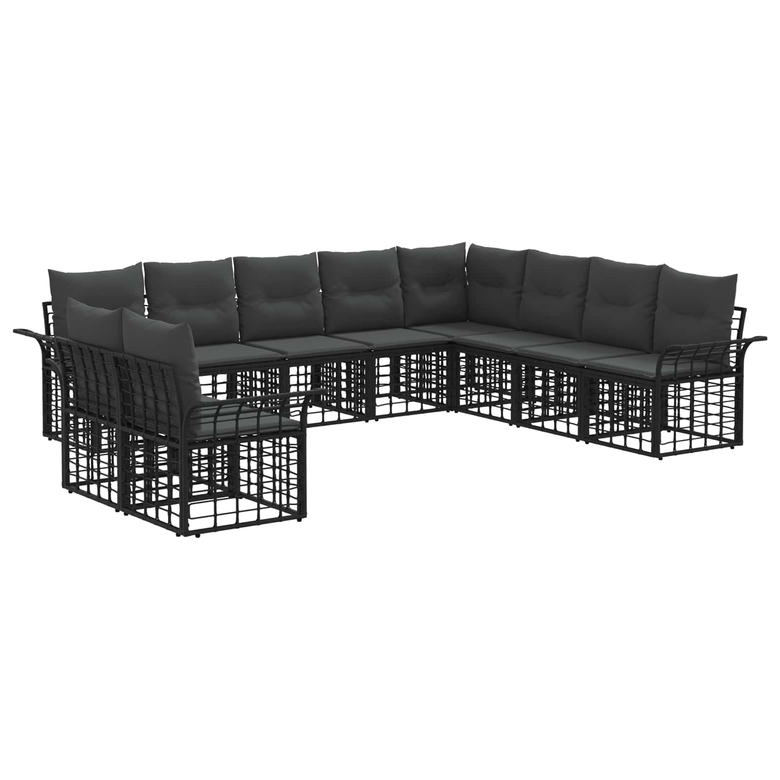 Set vanjskih sofa 10 pcs Crna i tamno siva Poliester