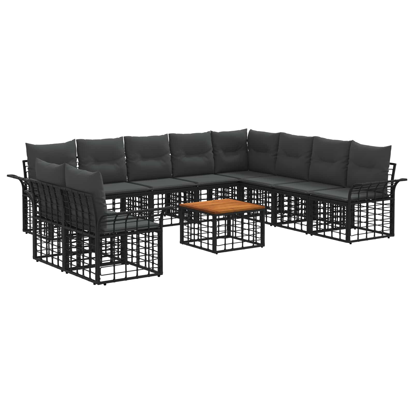 Set vanjskih sofa 11 pcs Crna i tamno siva Poliester