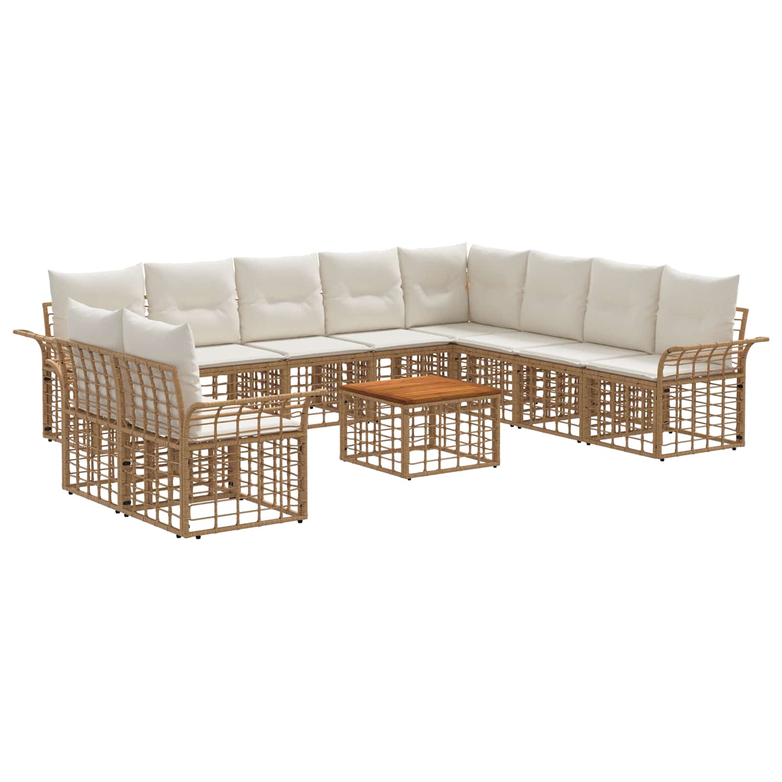 Set vanjskih sofa 11 pcs Prirodna i krema bijela Poliester