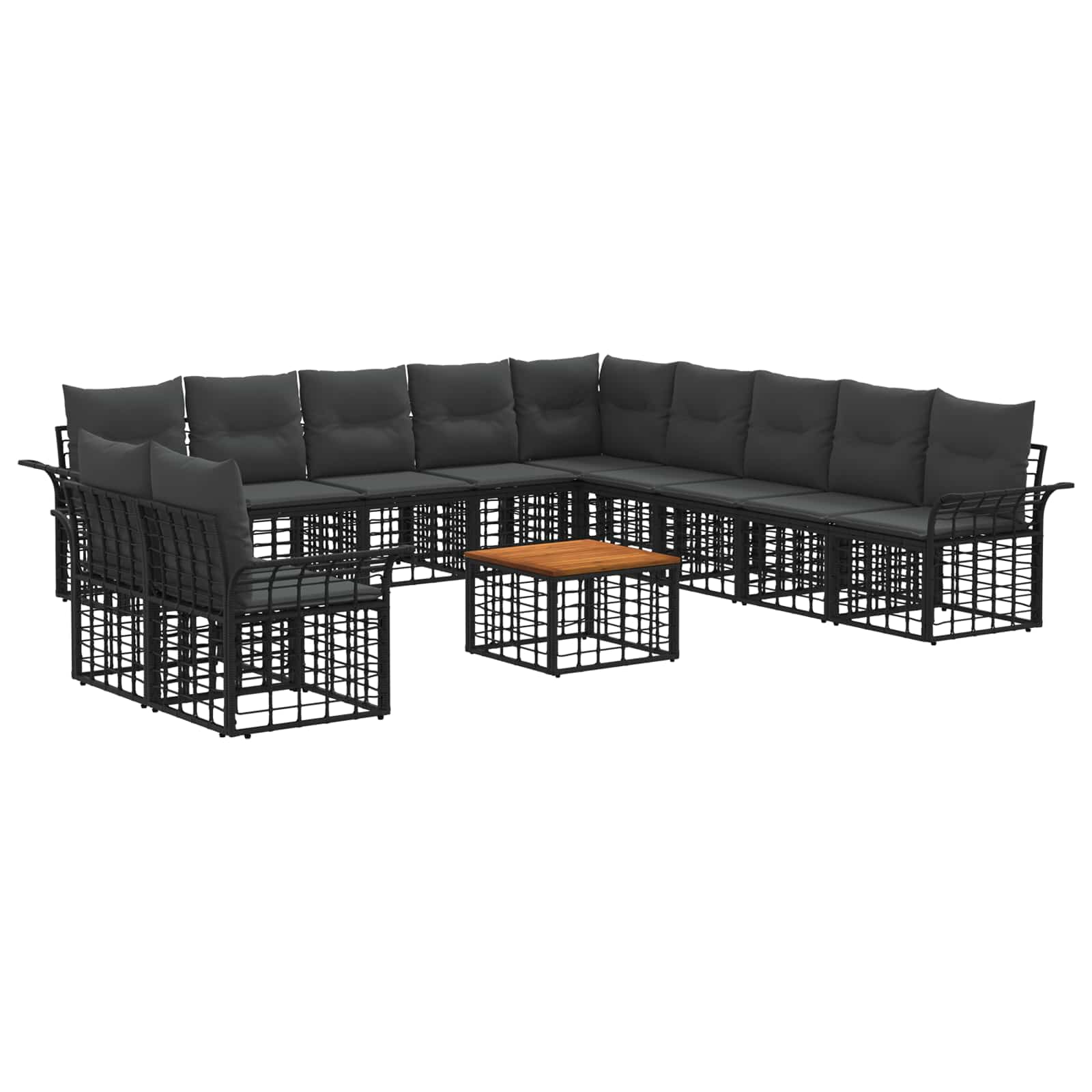 Set vanjskih sofa 12 pcs Crna i tamno siva Poliester