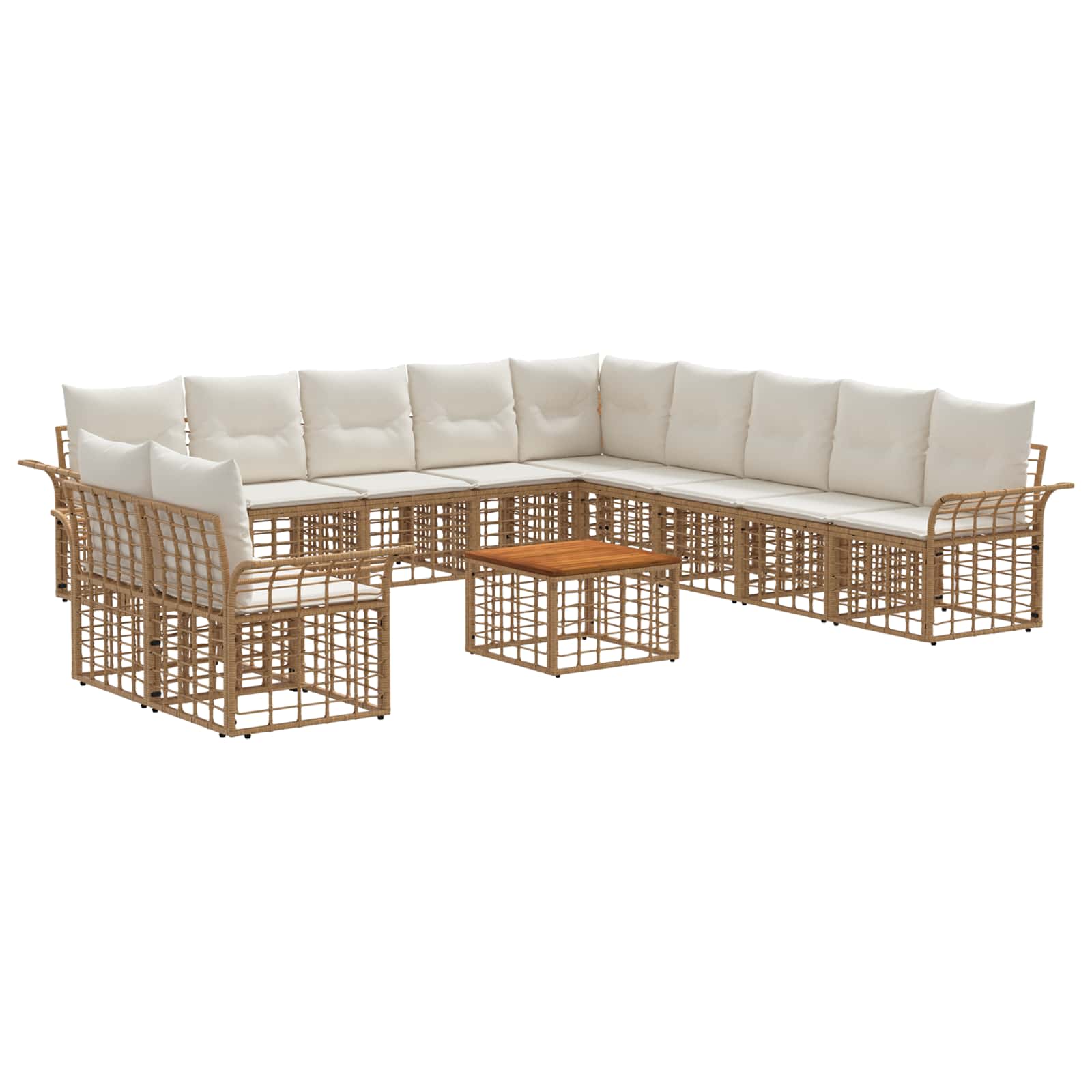Set vanjskih sofa 12 pcs Prirodna i krema bijela Poliester