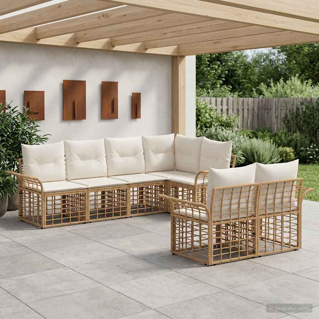 Set vanjskih sofa 7 pcs Prirodna i krema bijela Poliester