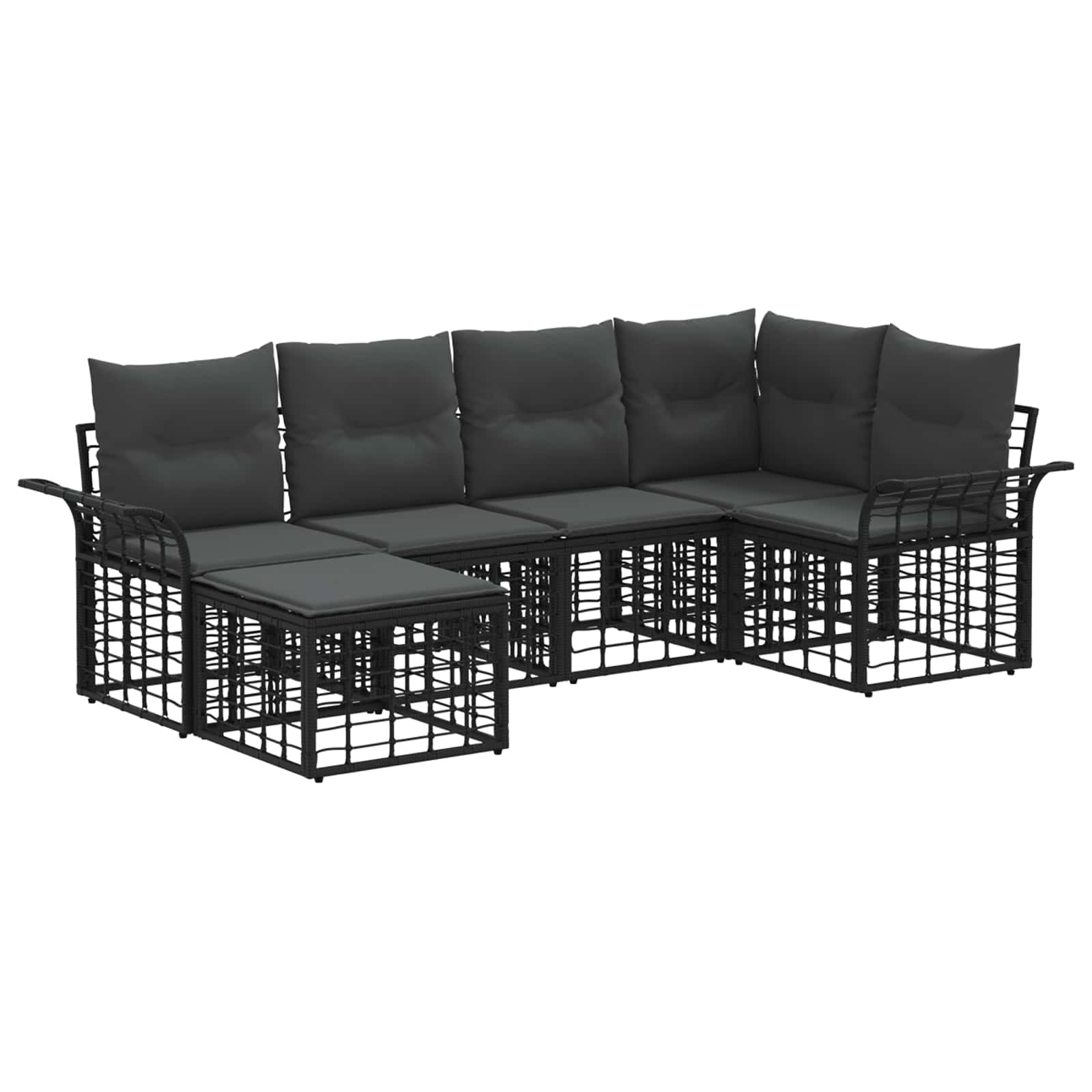 Set vanjskih sofa 6 pcs Crna i tamno siva Poliester