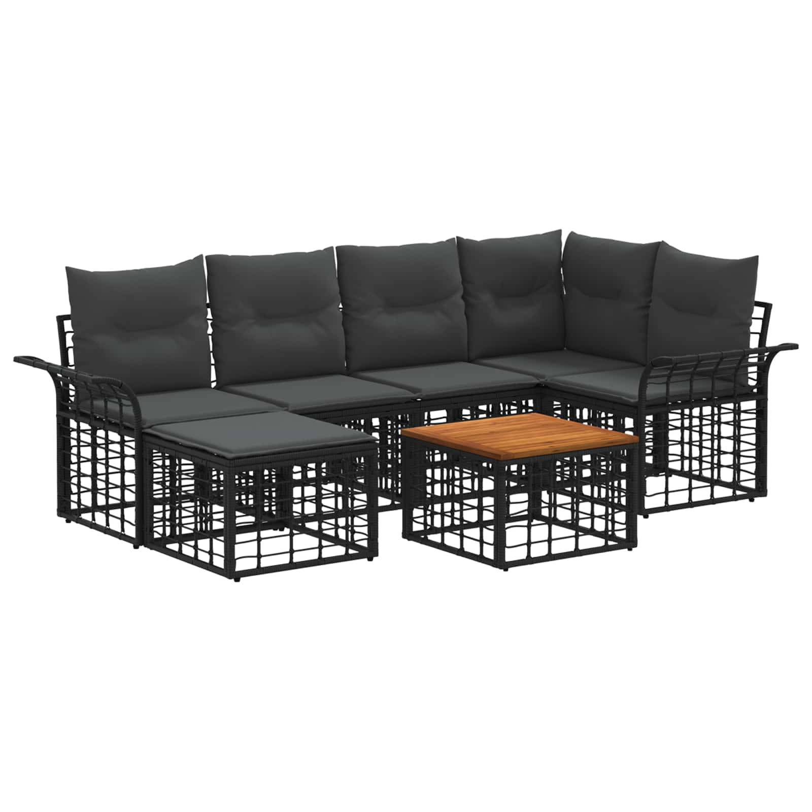 Set vanjskih sofa 7 pcs Crna i tamno siva Poliester