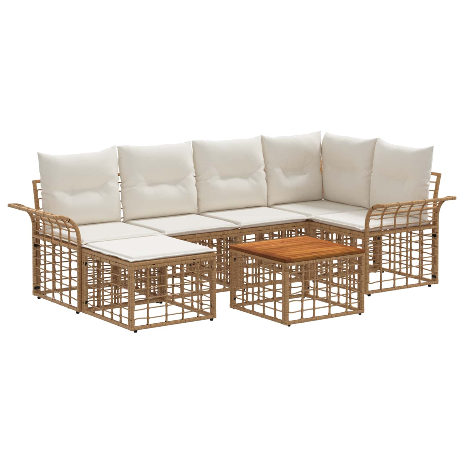 Set vanjskih sofa 7 pcs Prirodna i krema bijela Poliester