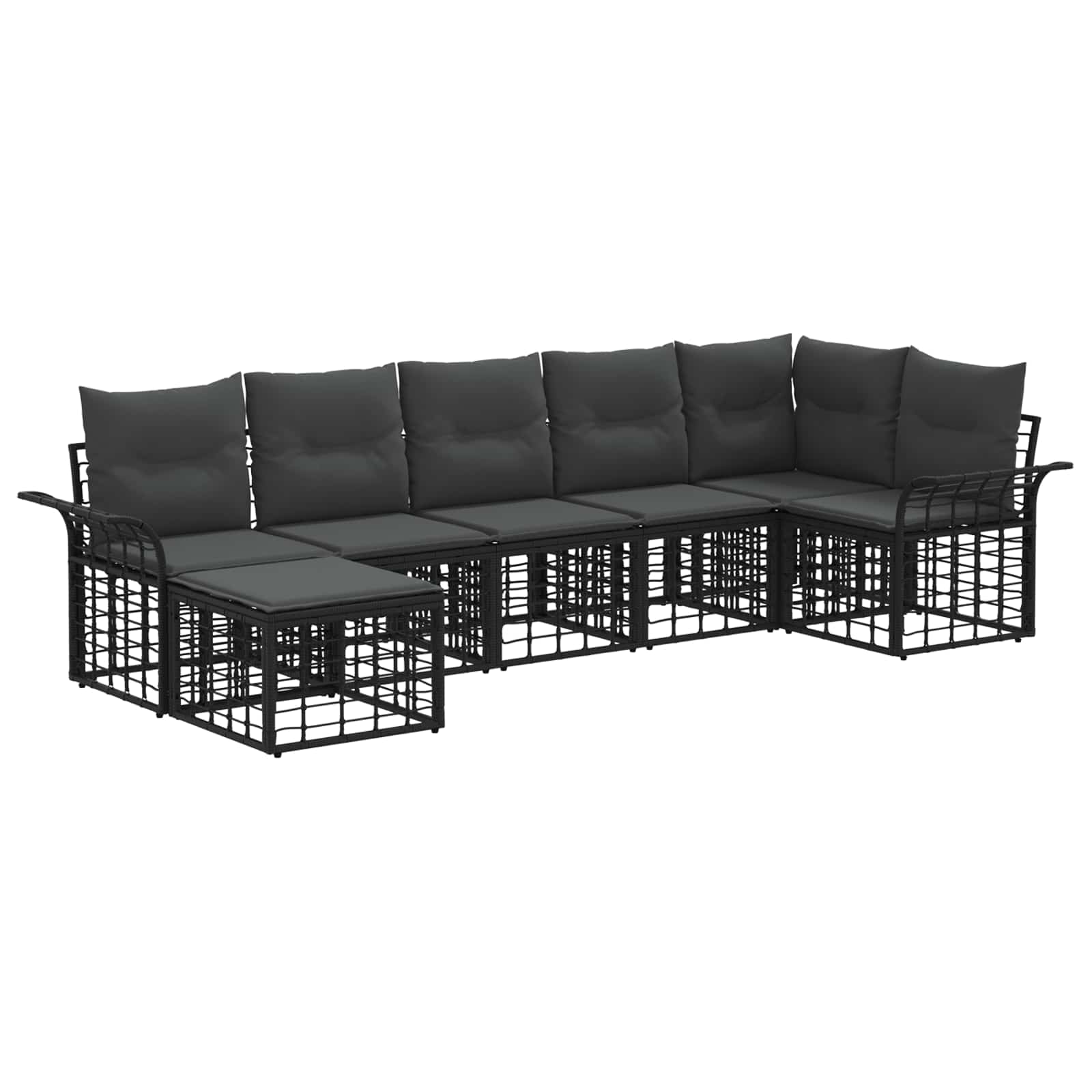 Set vanjskih sofa 7 pcs Crna i tamno siva Poliester