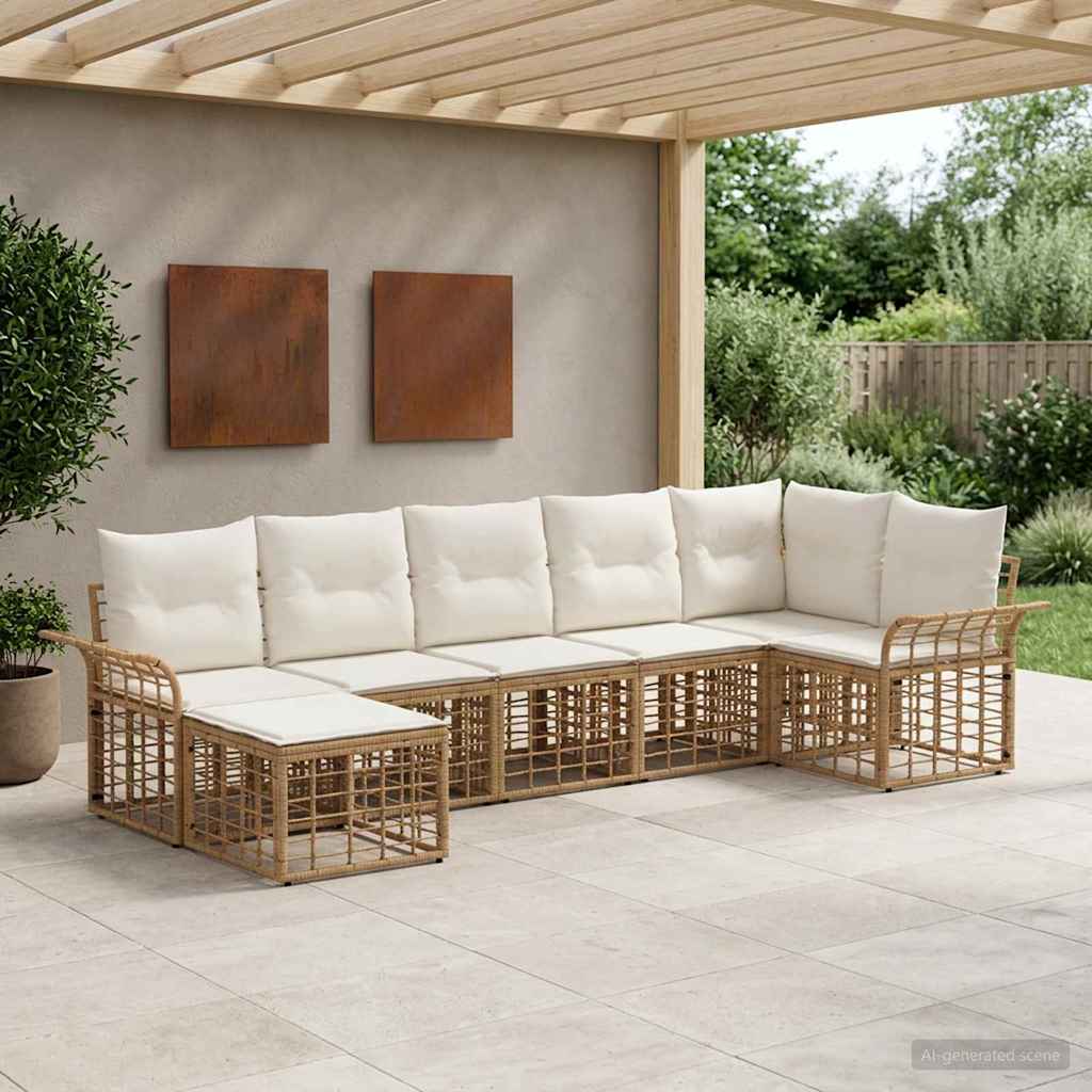 Set vanjskih sofa 7 pcs Prirodna i krema bijela Poliester