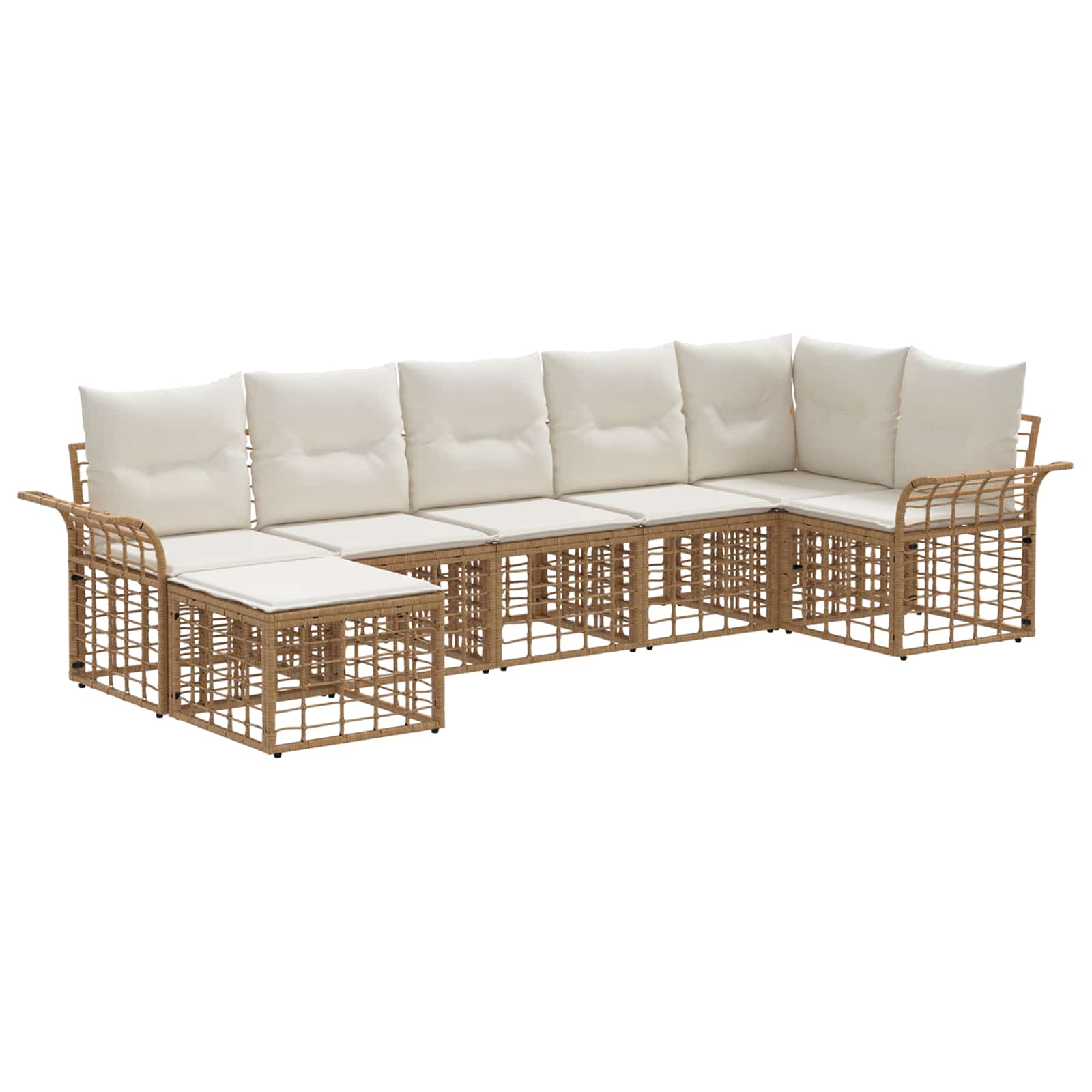 Set vanjskih sofa 7 pcs Prirodna i krema bijela Poliester