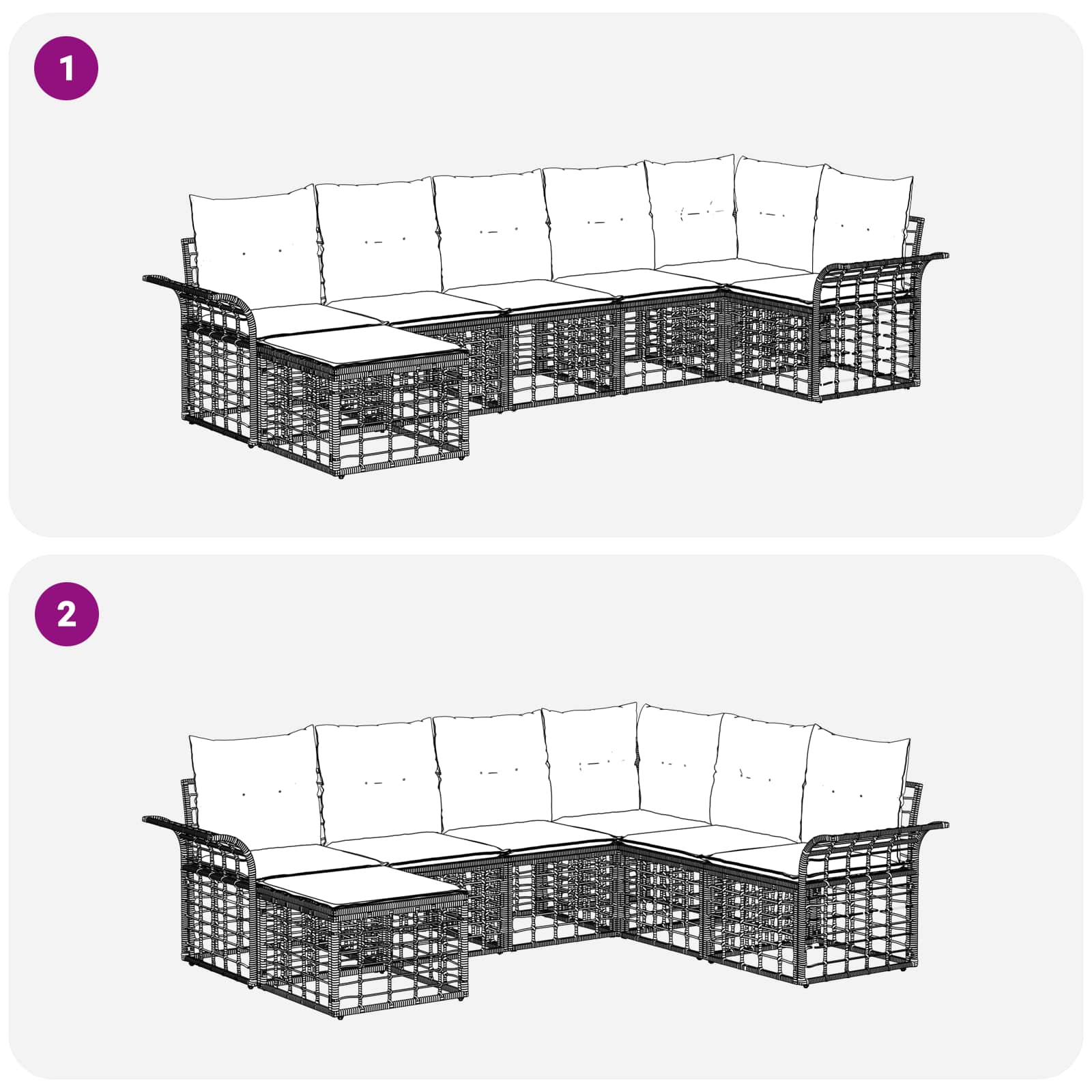 Set vanjskih sofa 7 pcs Prirodna i krema bijela Poliester