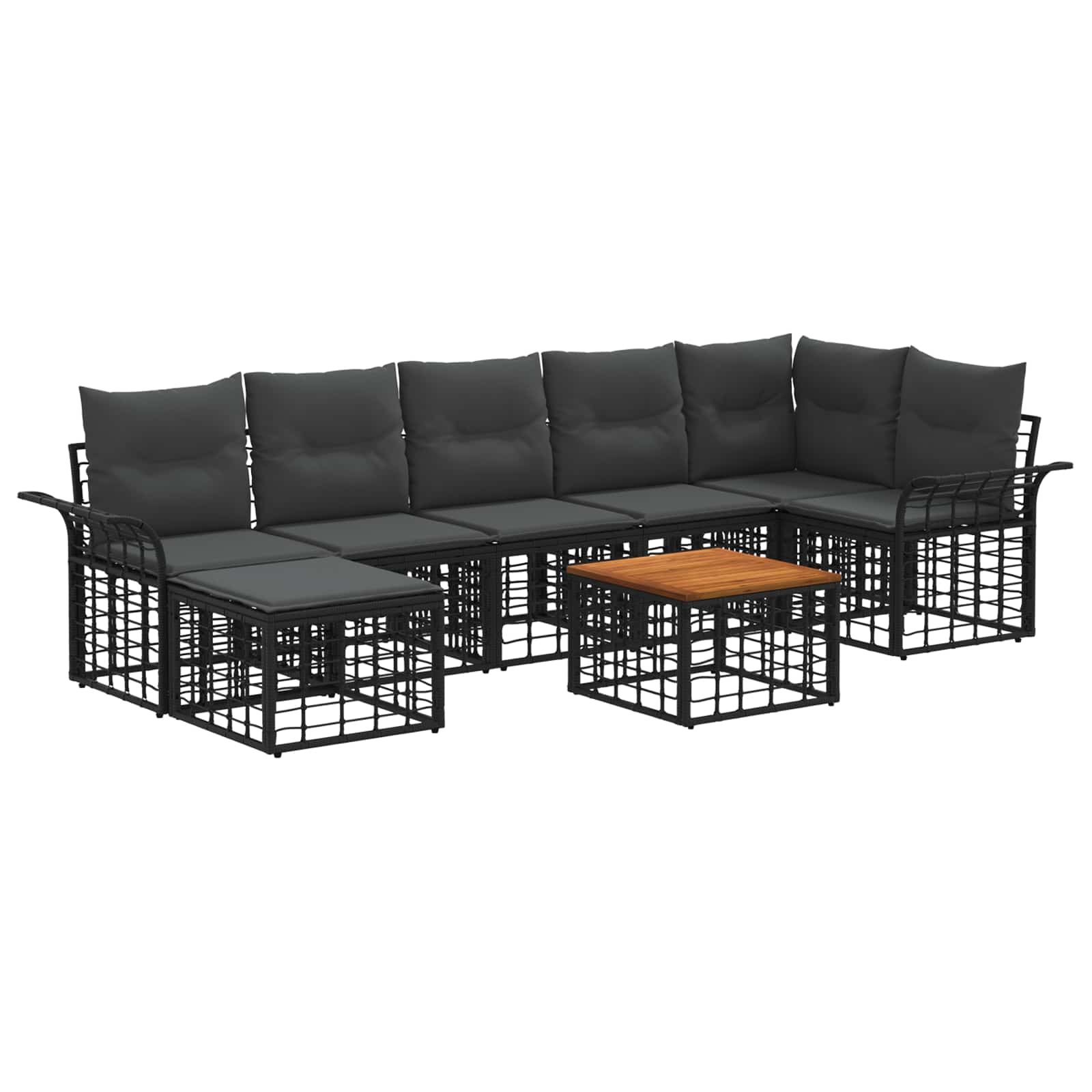 Set vanjskih sofa 8 pcs Crna i tamno siva Poliester