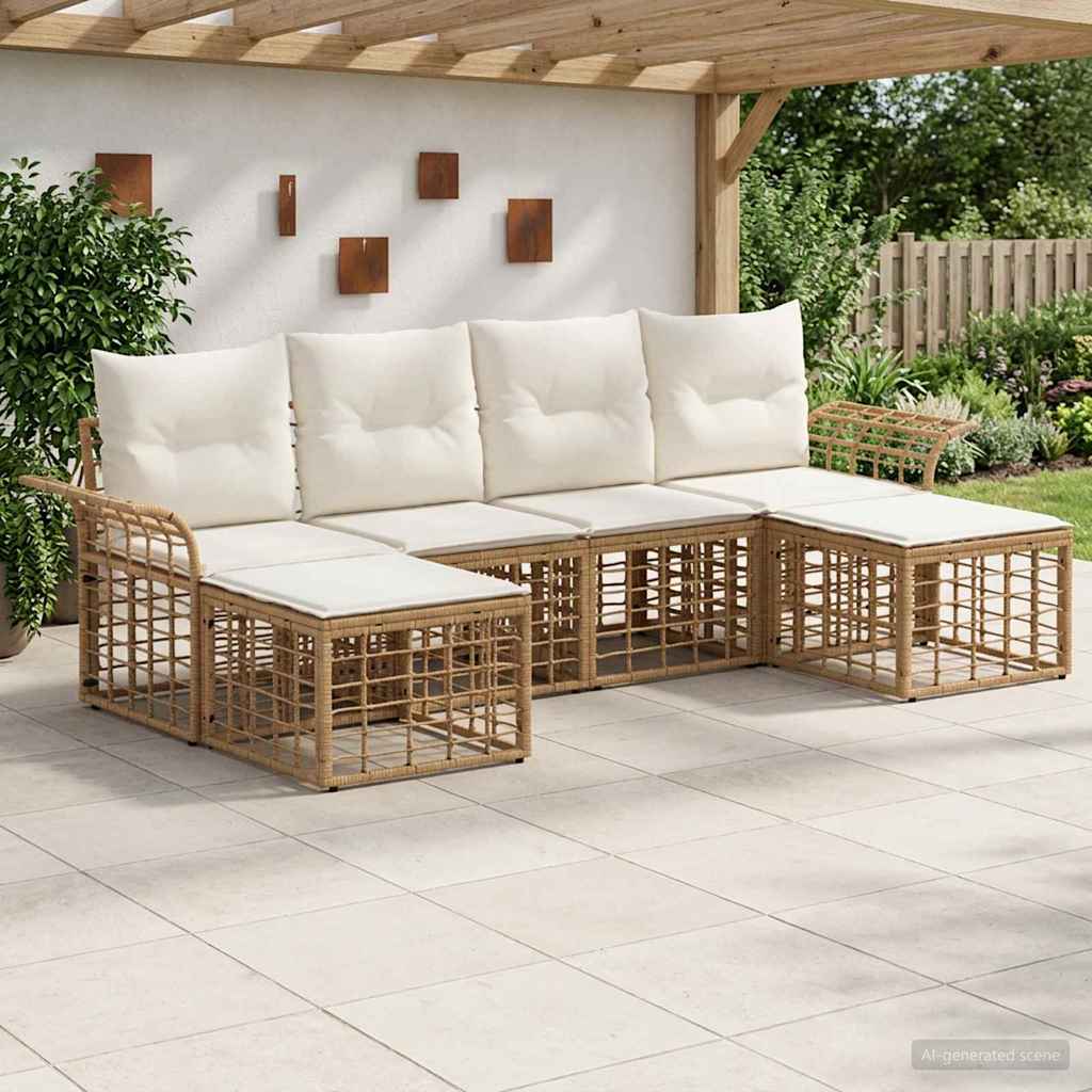 Set vanjskih sofa 6 pcs Prirodna i krema bijela Poliester
