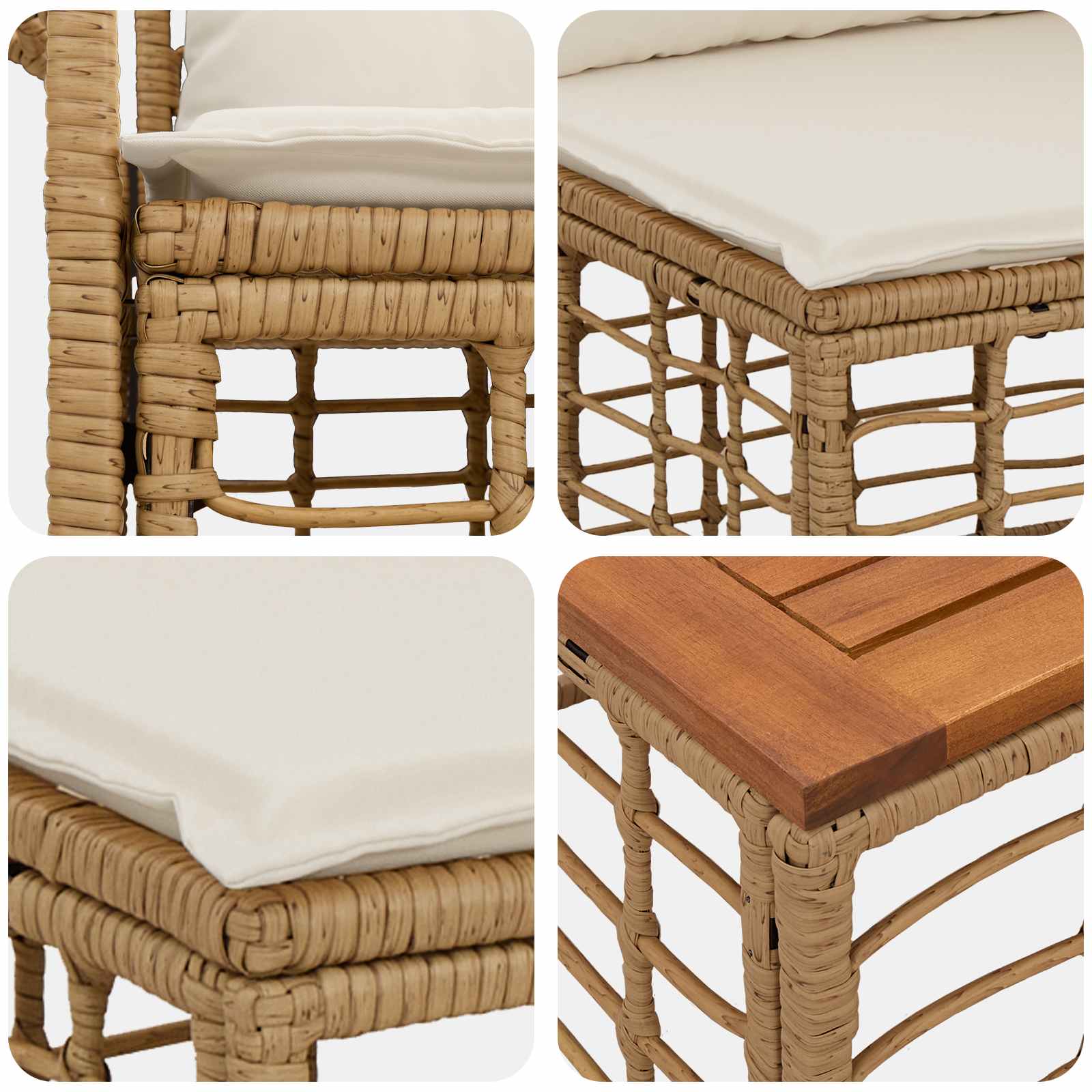 Set vanjskih sofa 7 pcs Prirodna i krema bijela Poliester