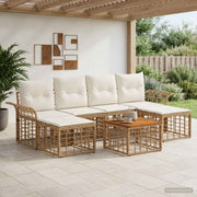 Set vanjskih sofa 7 kom. Prirodna i krema bijela Poliester