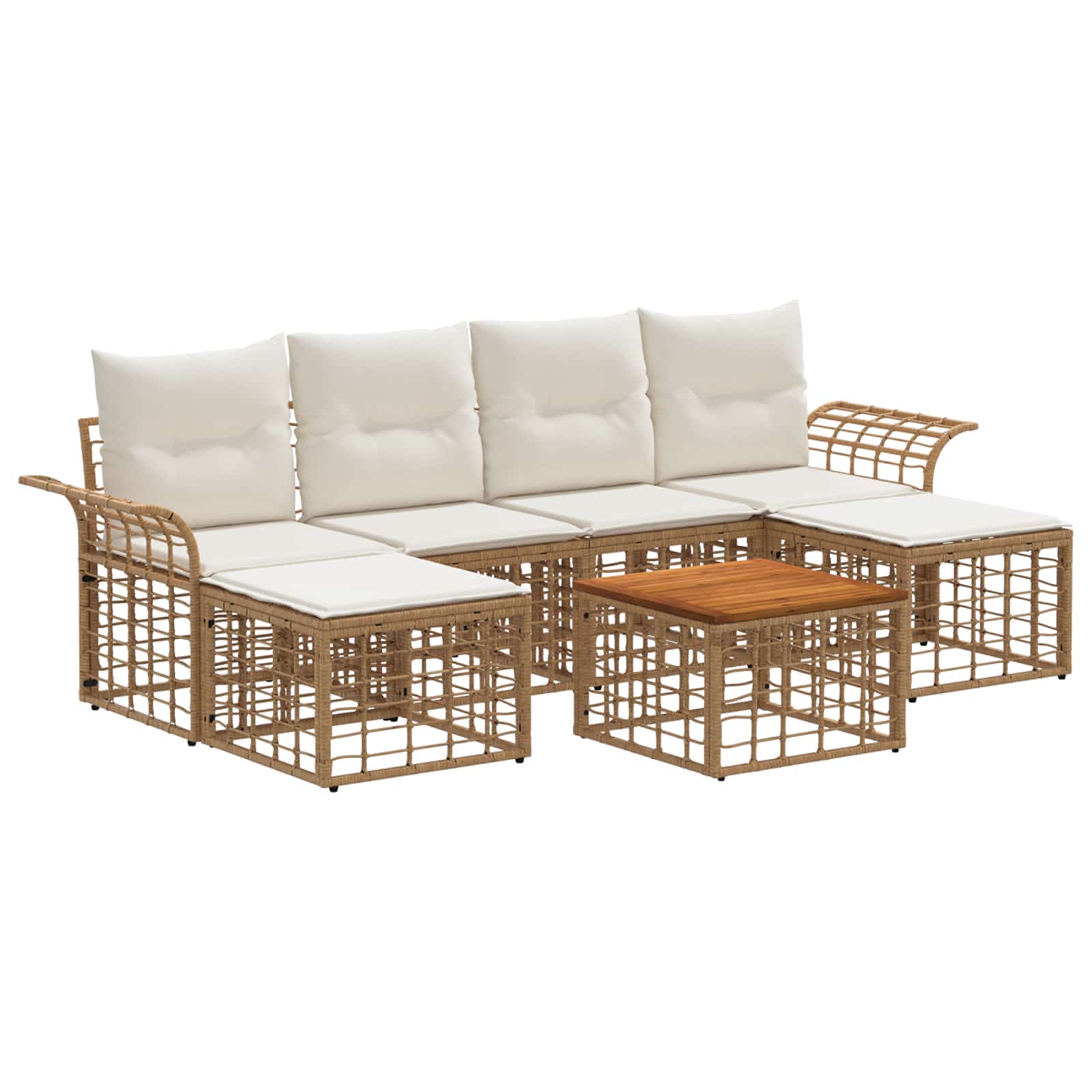 Set vanjskih sofa 7 pcs Prirodna i krema bijela Poliester