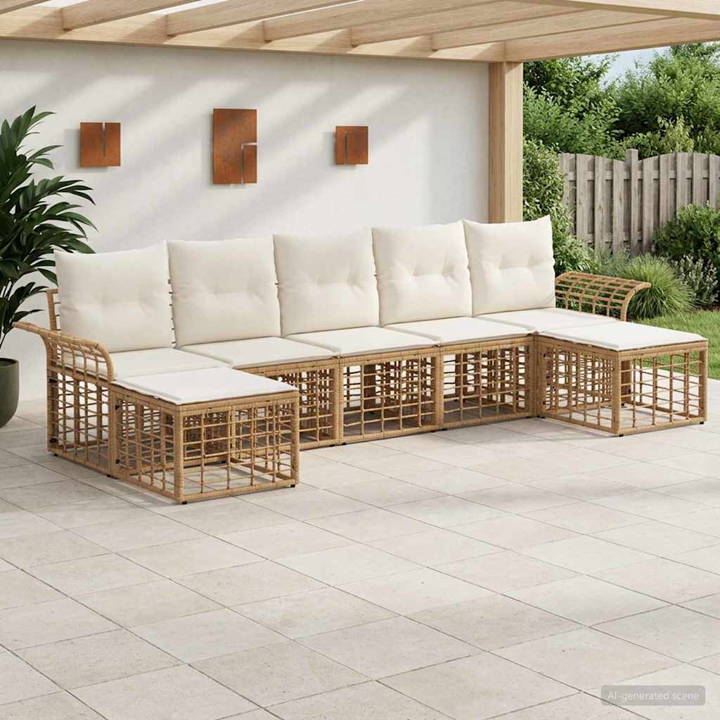 Set vanjskih sofa 7 pcs Prirodna i krema bijela Poliester