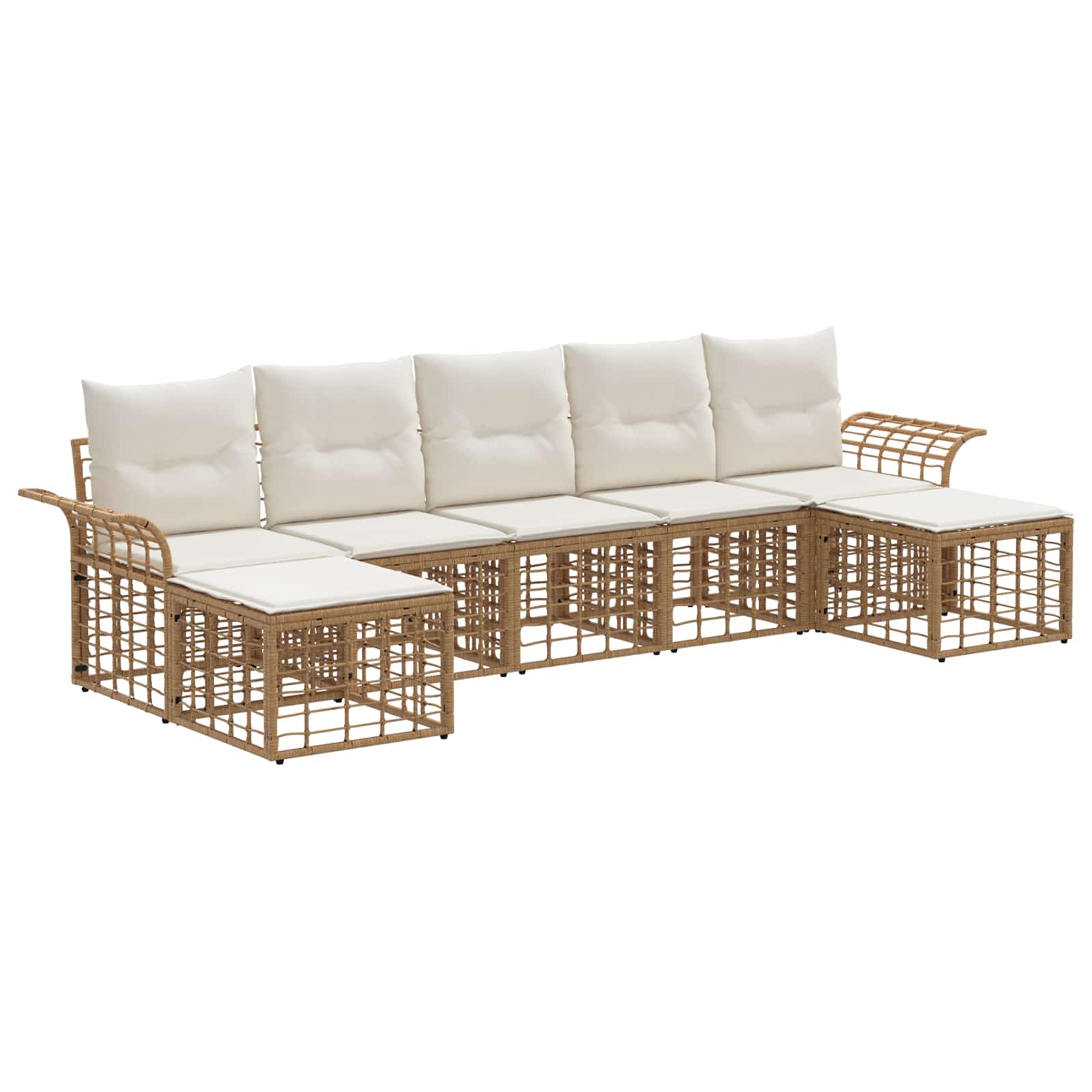 Set vanjskih sofa 7 pcs Prirodna i krema bijela Poliester
