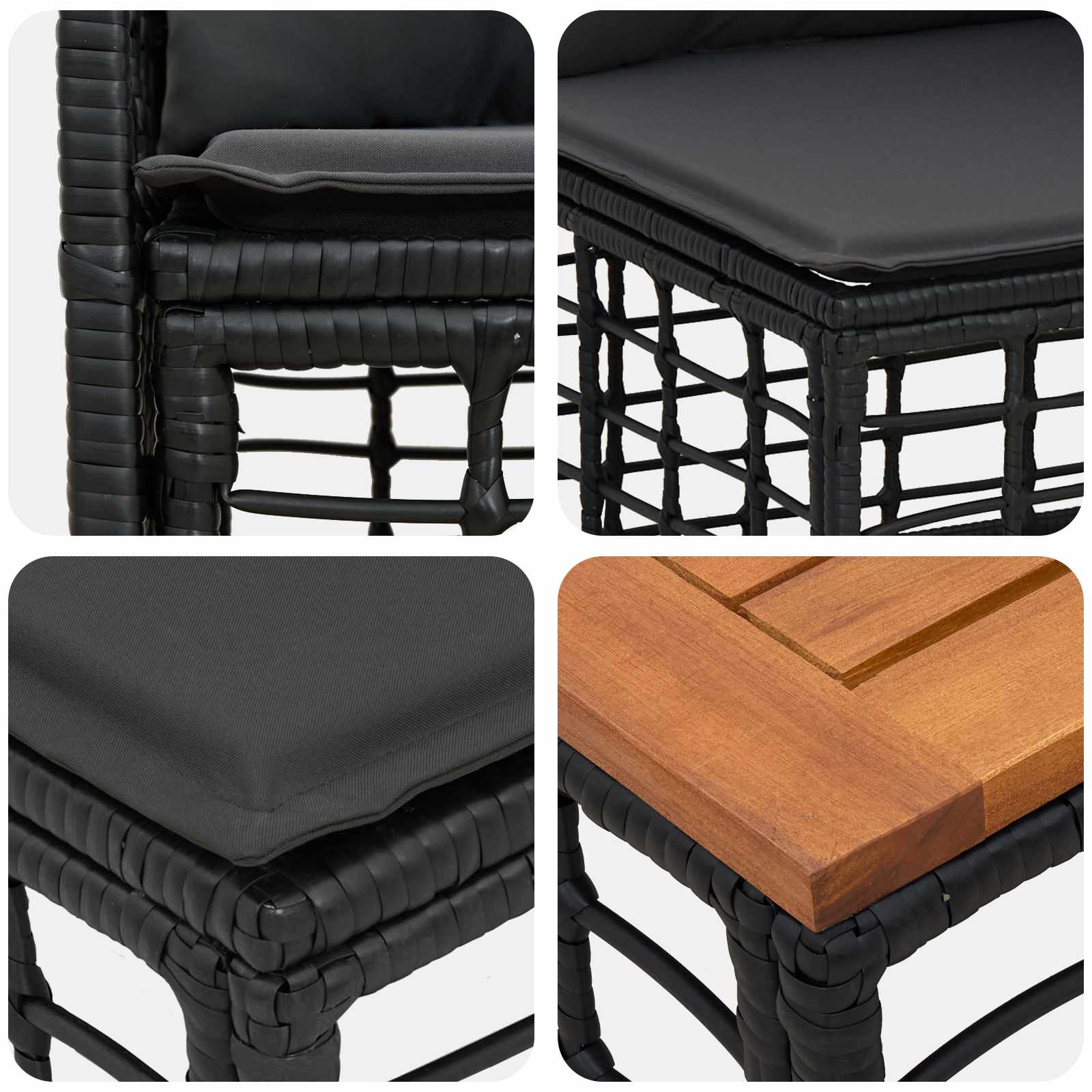 Set vanjskih sofa 8 pcs Crna i tamno siva Poliester