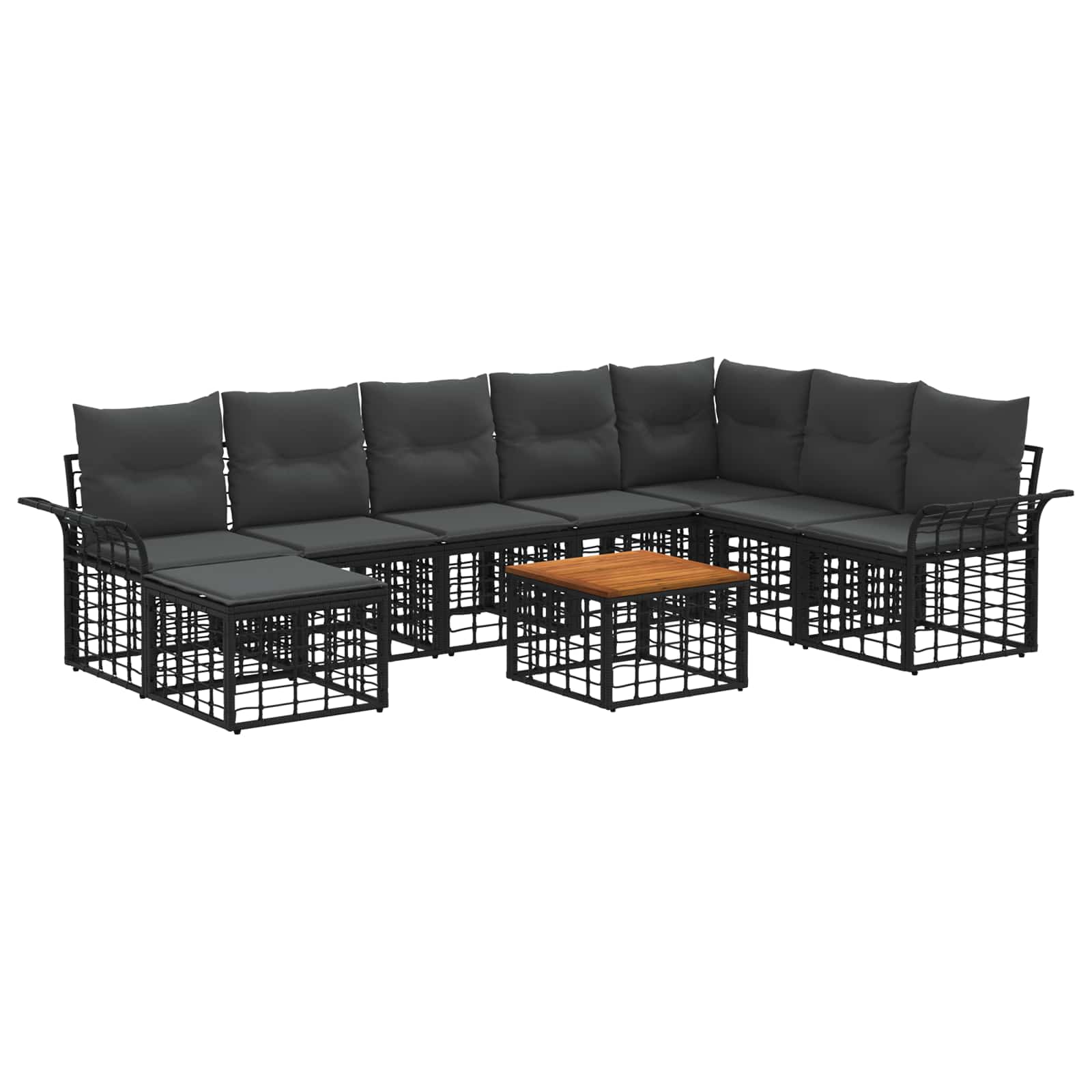 Set vanjskih sofa 9 pcs Crna i tamno siva Poliester