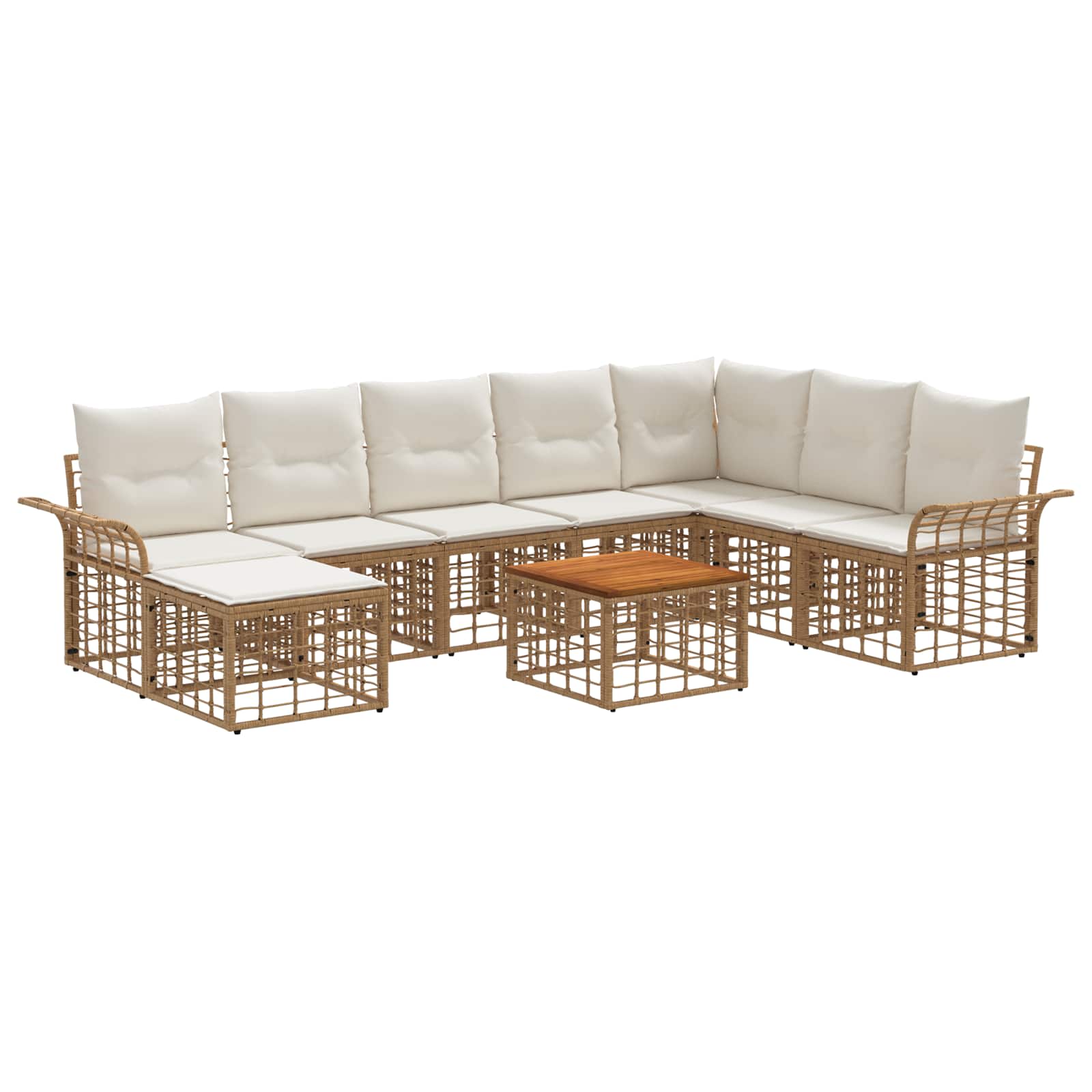 Set vanjskih sofa 9 pcs Prirodna i krema bijela Poliester