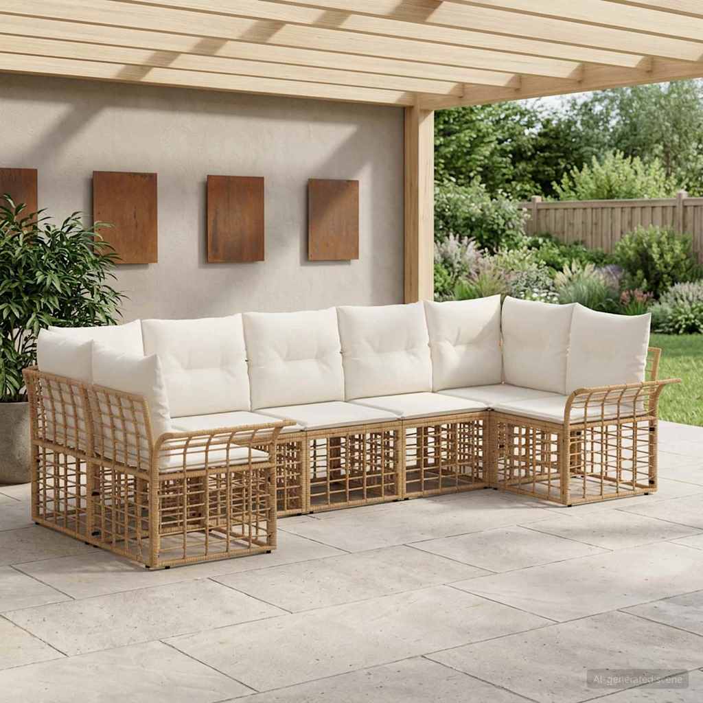 Set vanjskih sofa 7 pcs Prirodna i krema bijela Poliester
