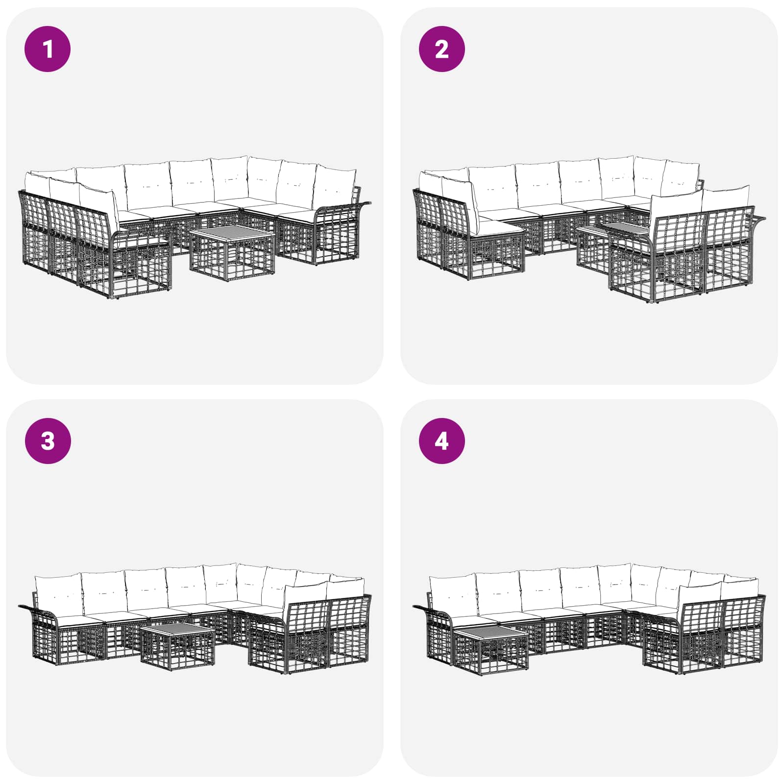 Set vanjskih sofa 10 pcs Prirodna i krema bijela Poliester