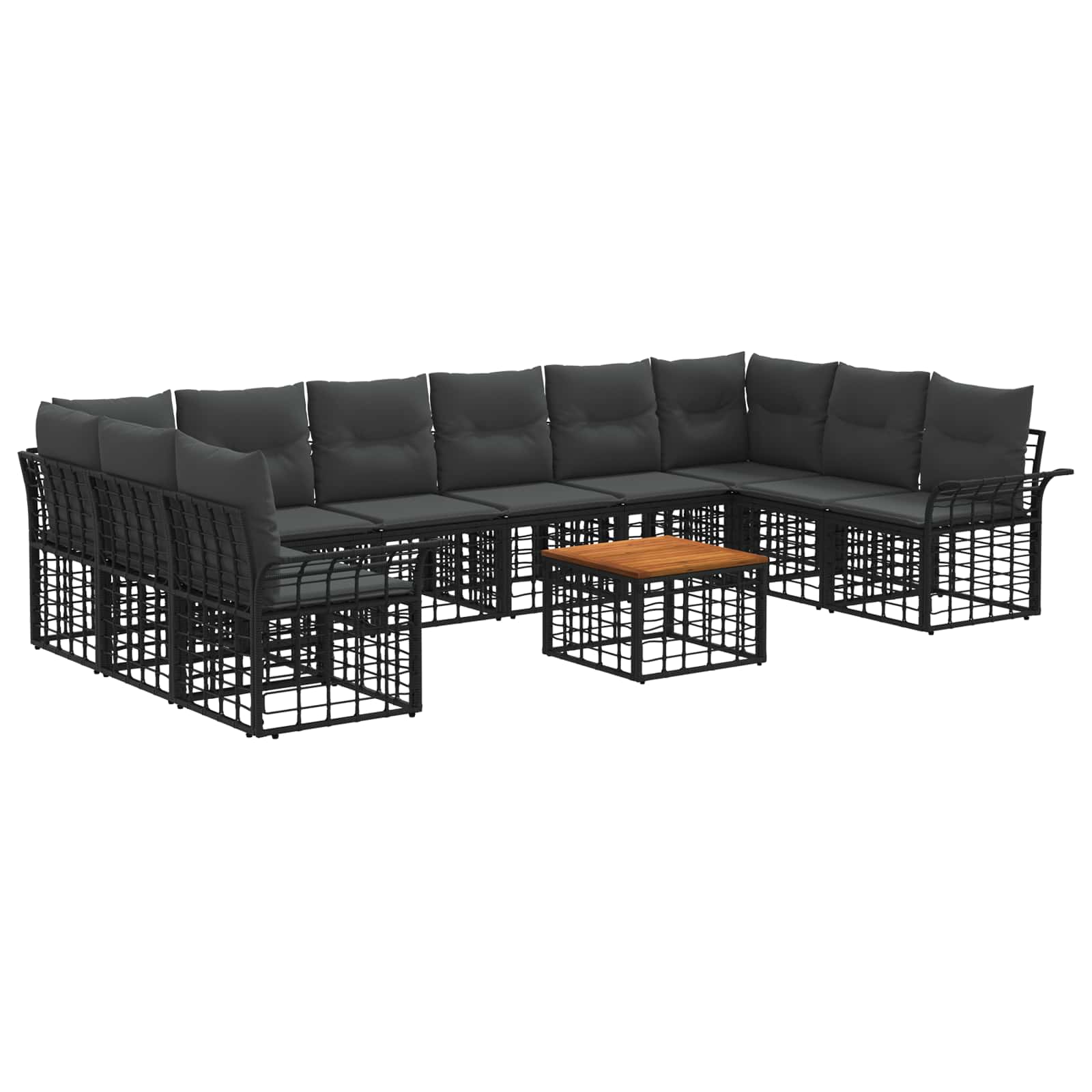 Set vanjskih sofa 11 pcs Crna i tamno siva Poliester