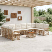 Set vanjskih sofa 11 kom. Prirodna i krema bijela Poliester