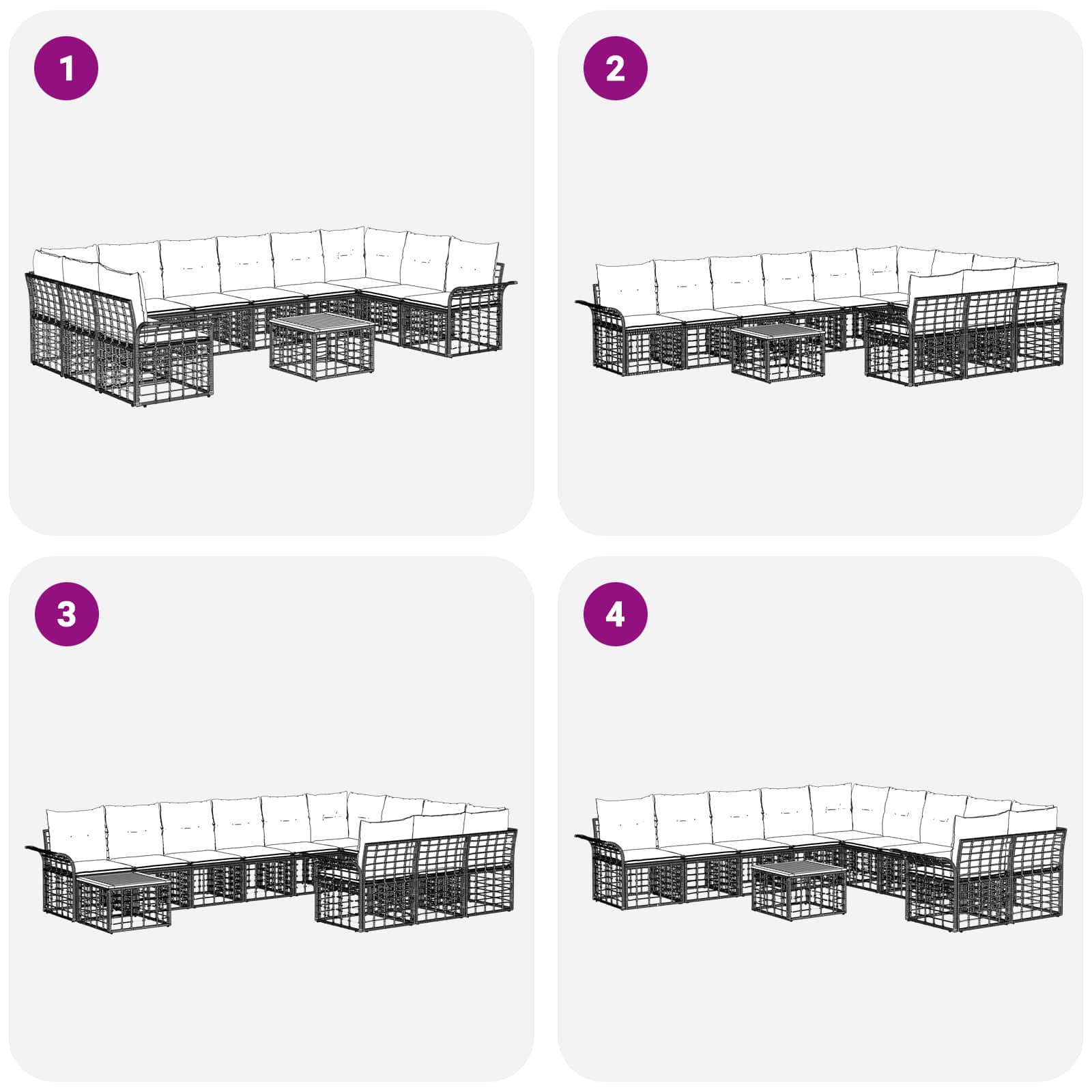 Set vanjskih sofa 11 pcs Prirodna i krema bijela Poliester