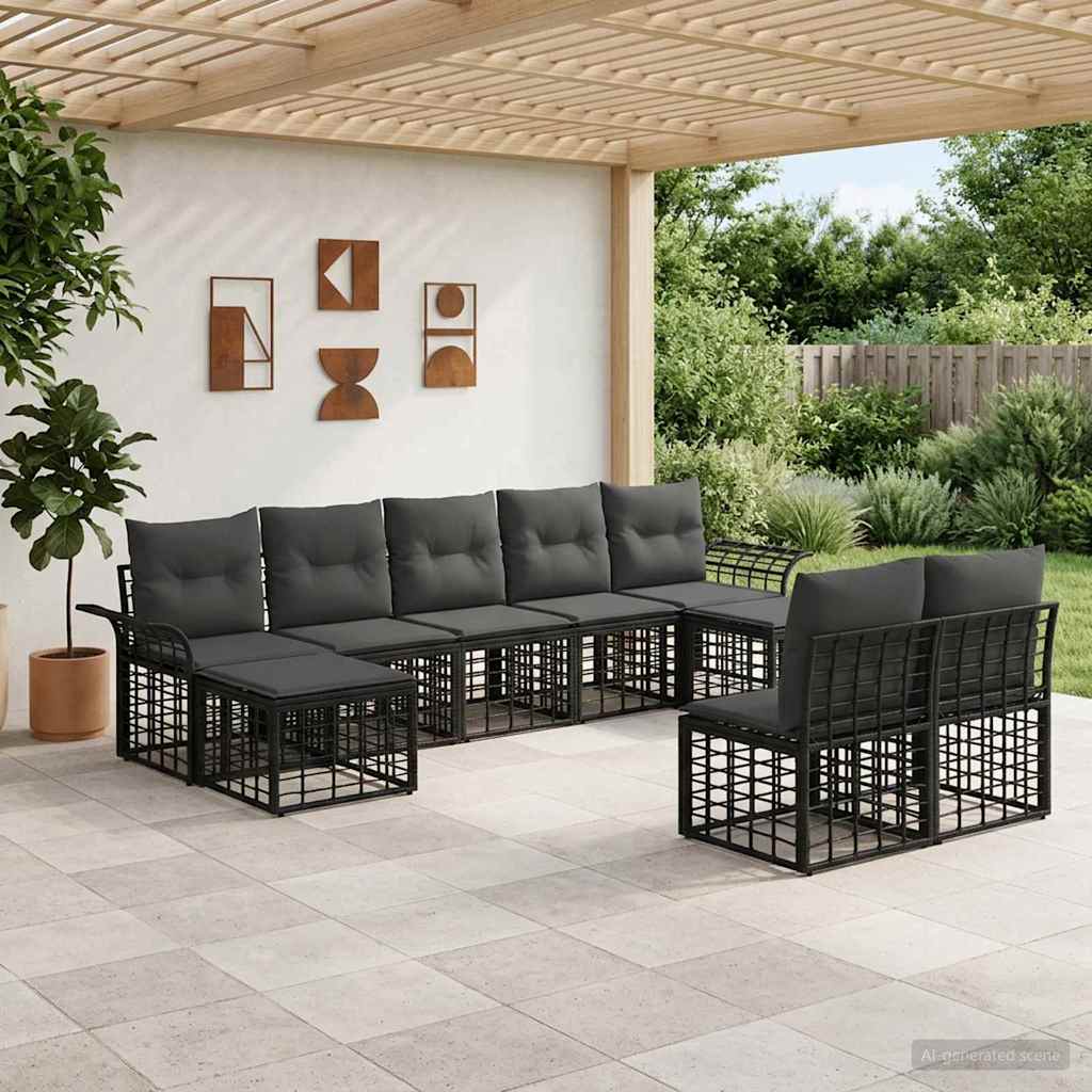 Set vanjskih sofa 9 pcs Crna i tamno siva Poliester