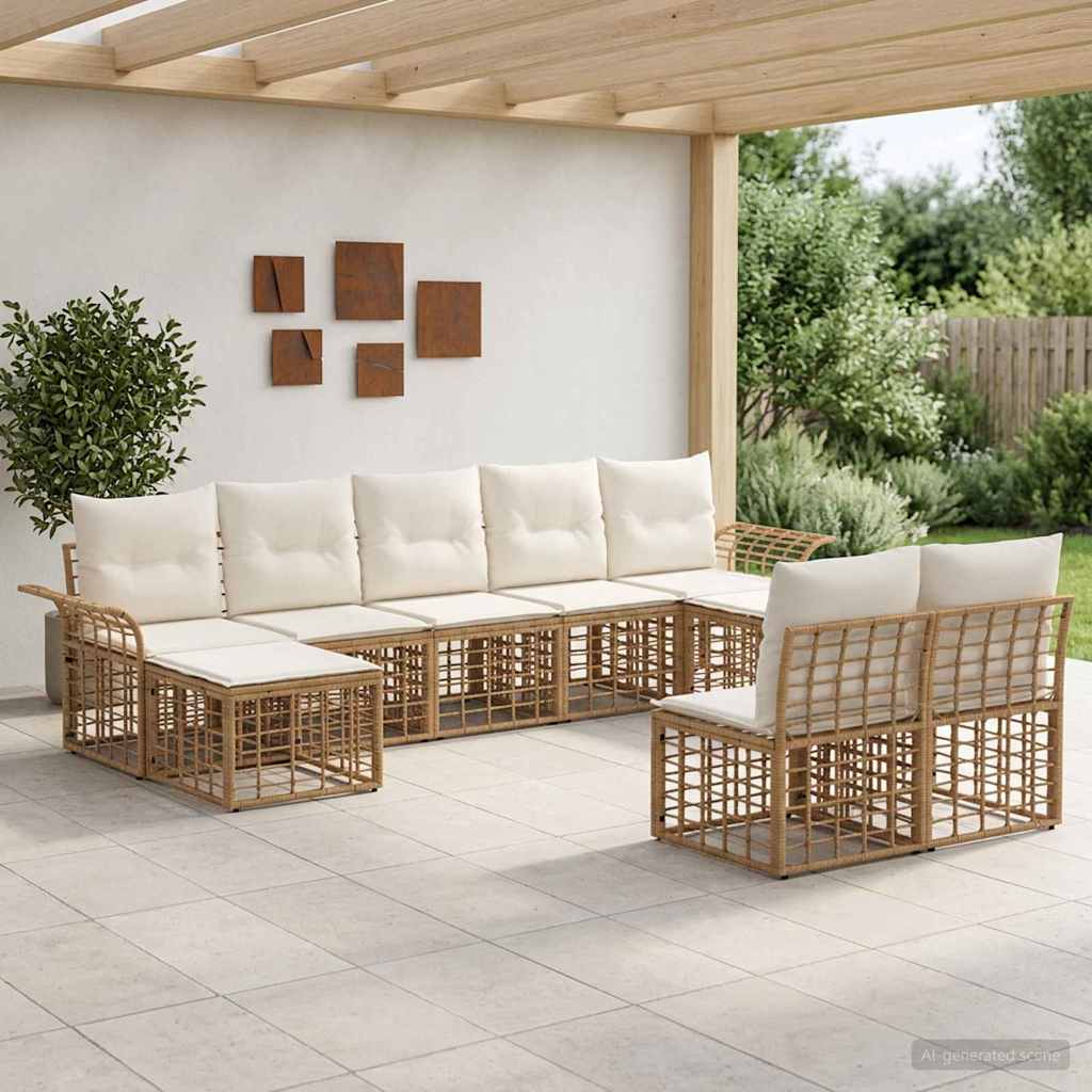 Set vanjskih sofa 9 pcs Prirodna i krema bijela Poliester