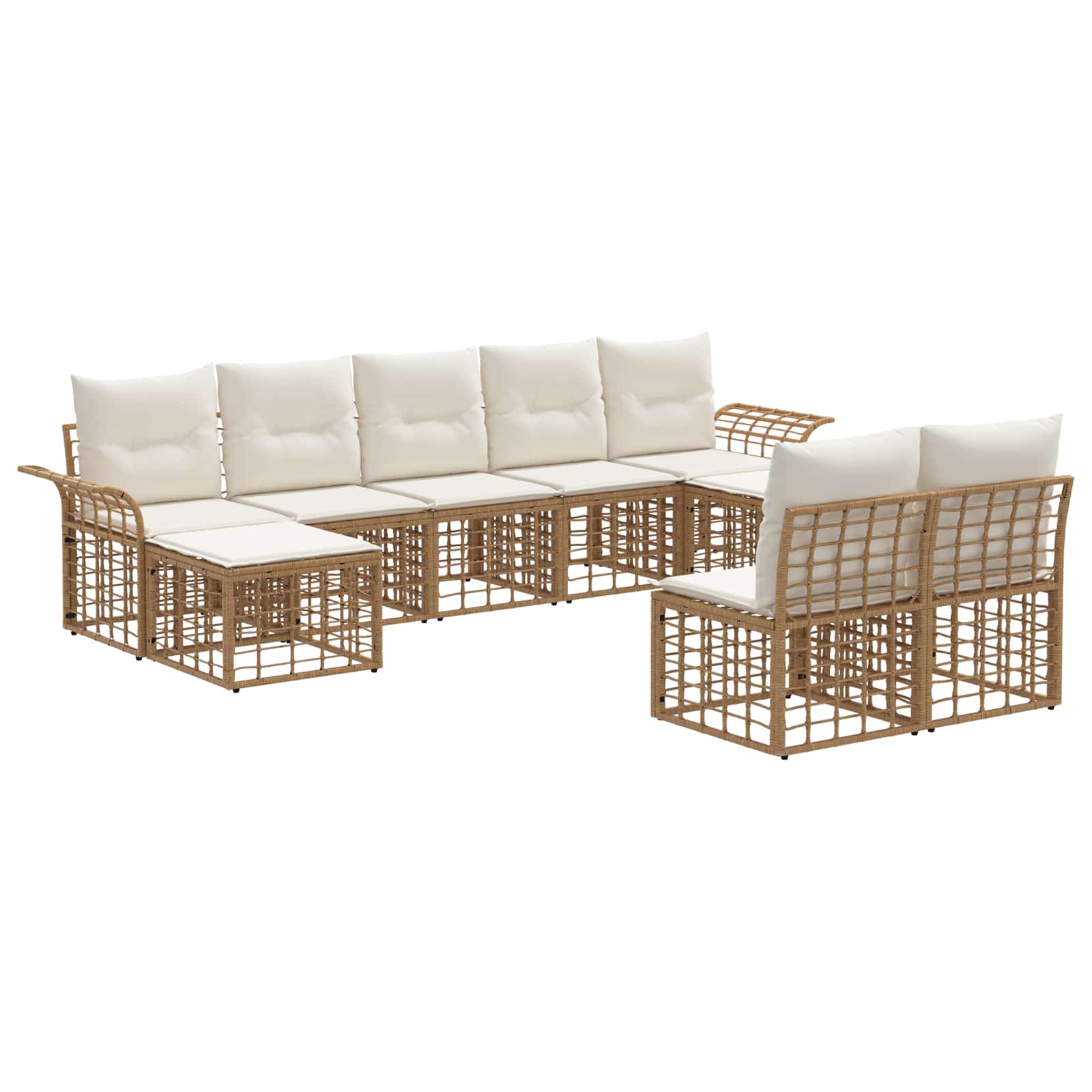 Set vanjskih sofa 9 pcs Prirodna i krema bijela Poliester