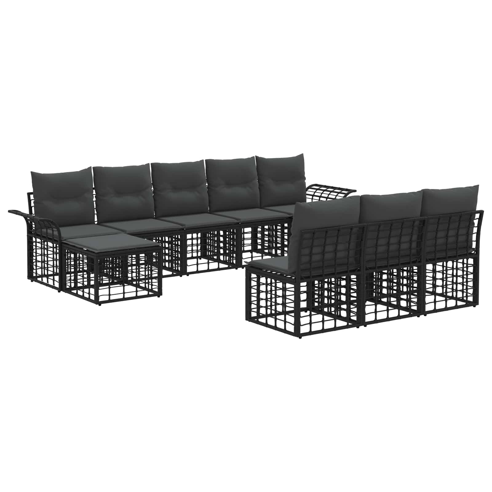 Set vanjskih sofa 9 pcs Crna i tamno siva Poliester