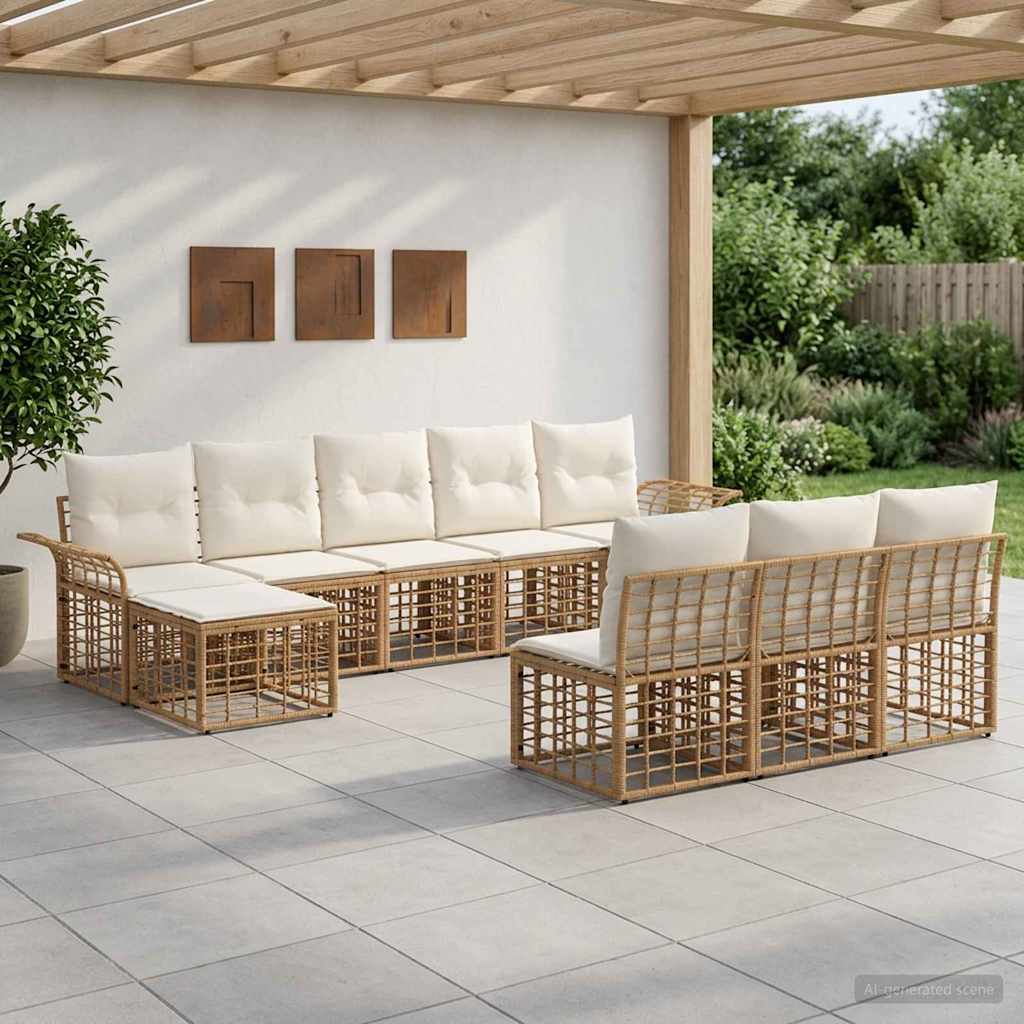 Set vanjskih sofa 9 pcs Prirodna i krema bijela Poliester