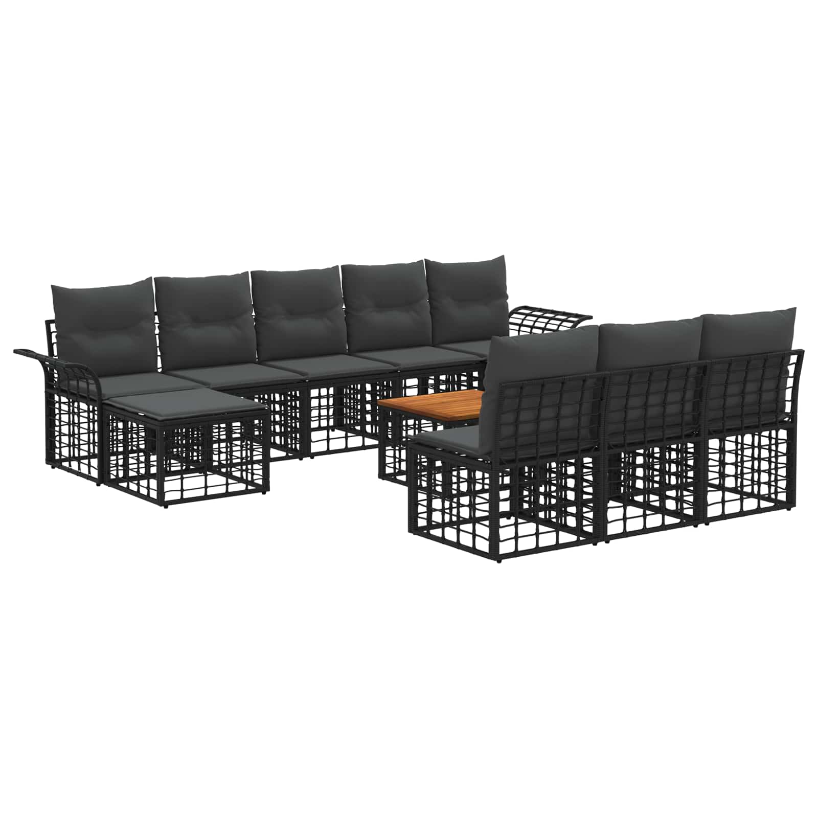 Set vanjskih sofa 11 pcs Crna i tamno siva Poliester