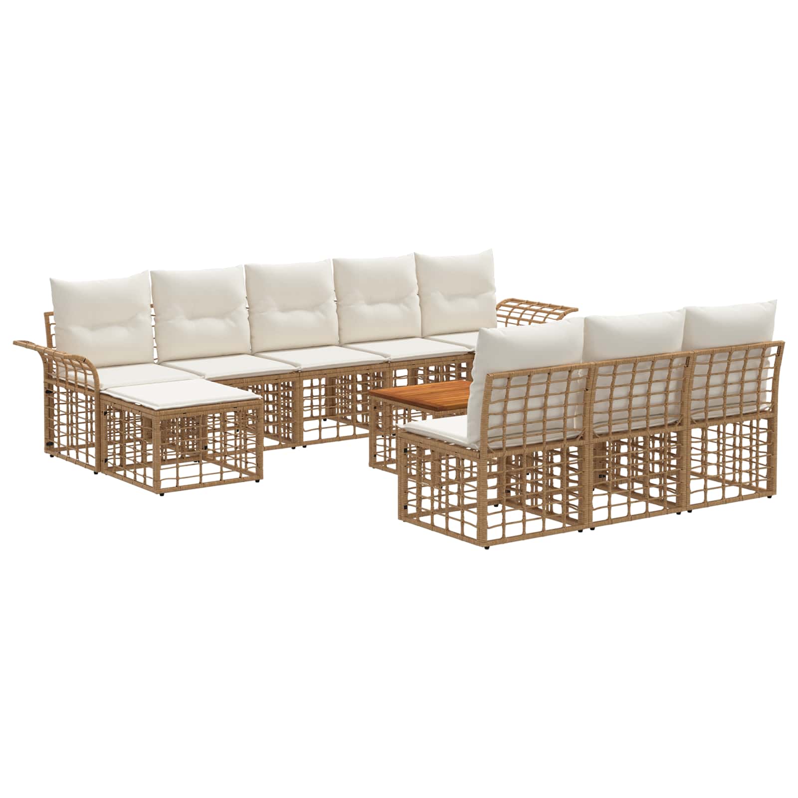 Set vanjskih sofa 11 pcs Prirodna i krema bijela Poliester