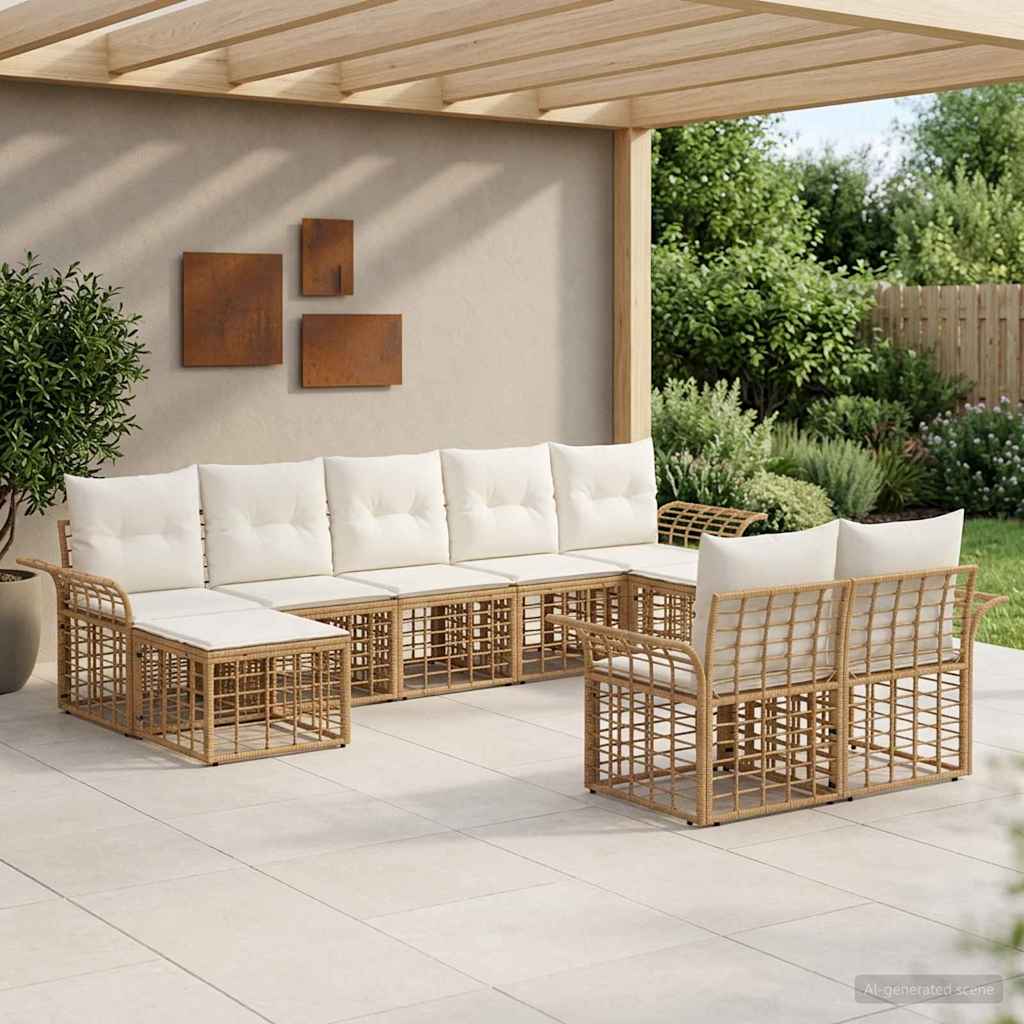 Set vanjskih sofa 9 pcs Prirodna i krema bijela Poliester