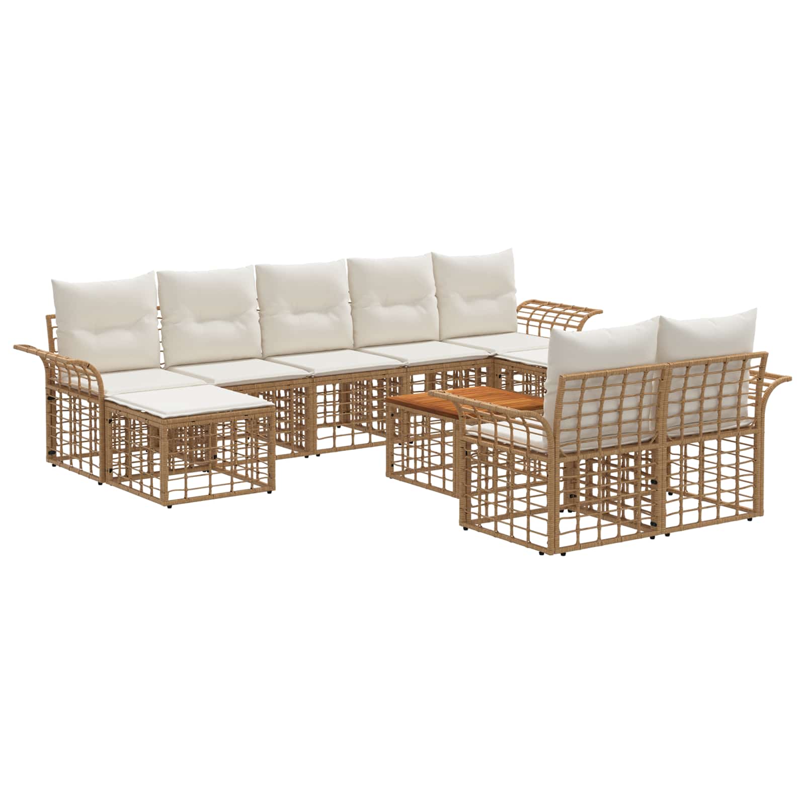 Set vanjskih sofa 10 pcs Prirodna i krema bijela Poliester