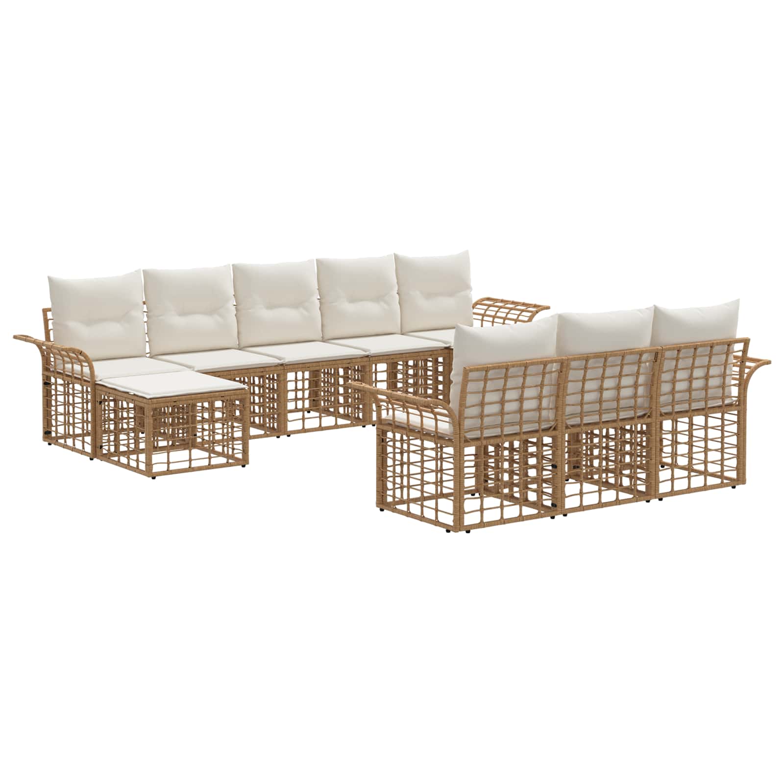 Set vanjskih sofa 10 pcs Prirodna i krema bijela Poliester