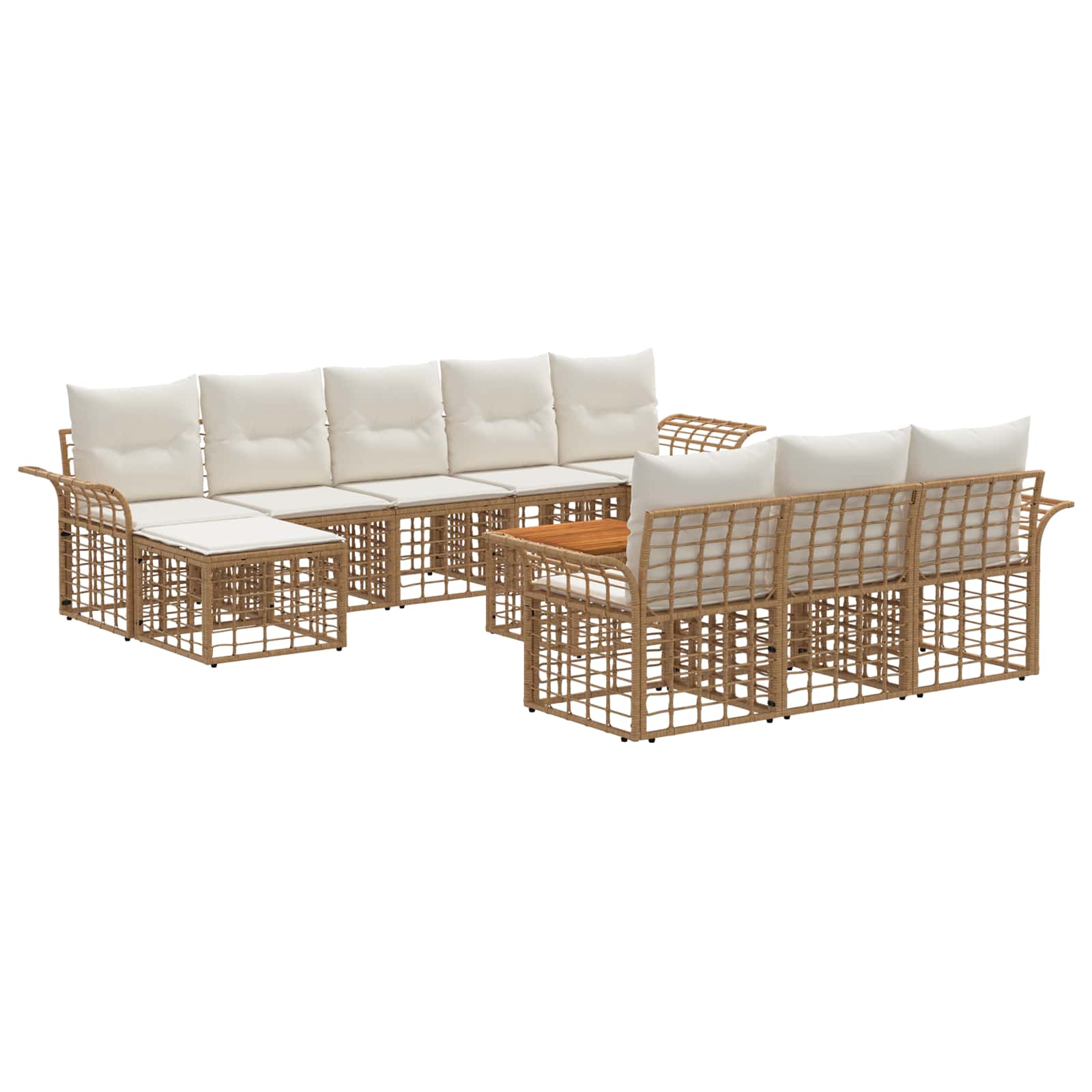 Set vanjskih sofa 11 pcs Prirodna i krema bijela Poliester