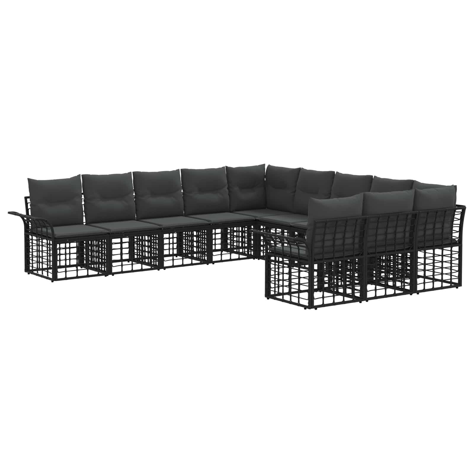 Set vanjskih sofa 11 pcs Crna i tamno siva Poliester