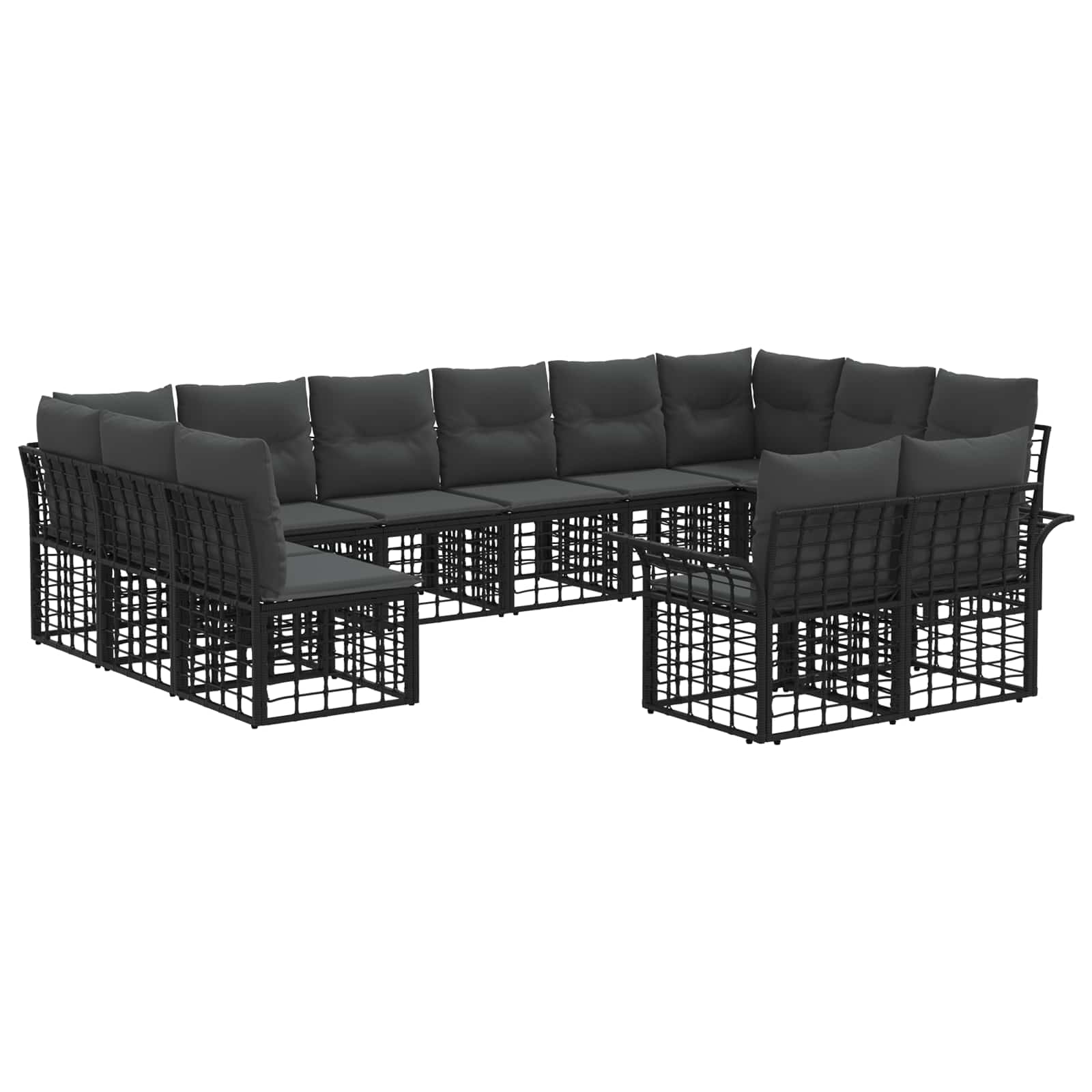 Set vanjskih sofa 12 pcs Crna i tamno siva Poliester