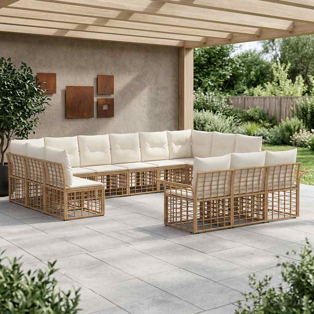 Set vanjskih sofa 13 pcs Prirodna i krema bijela Poliester