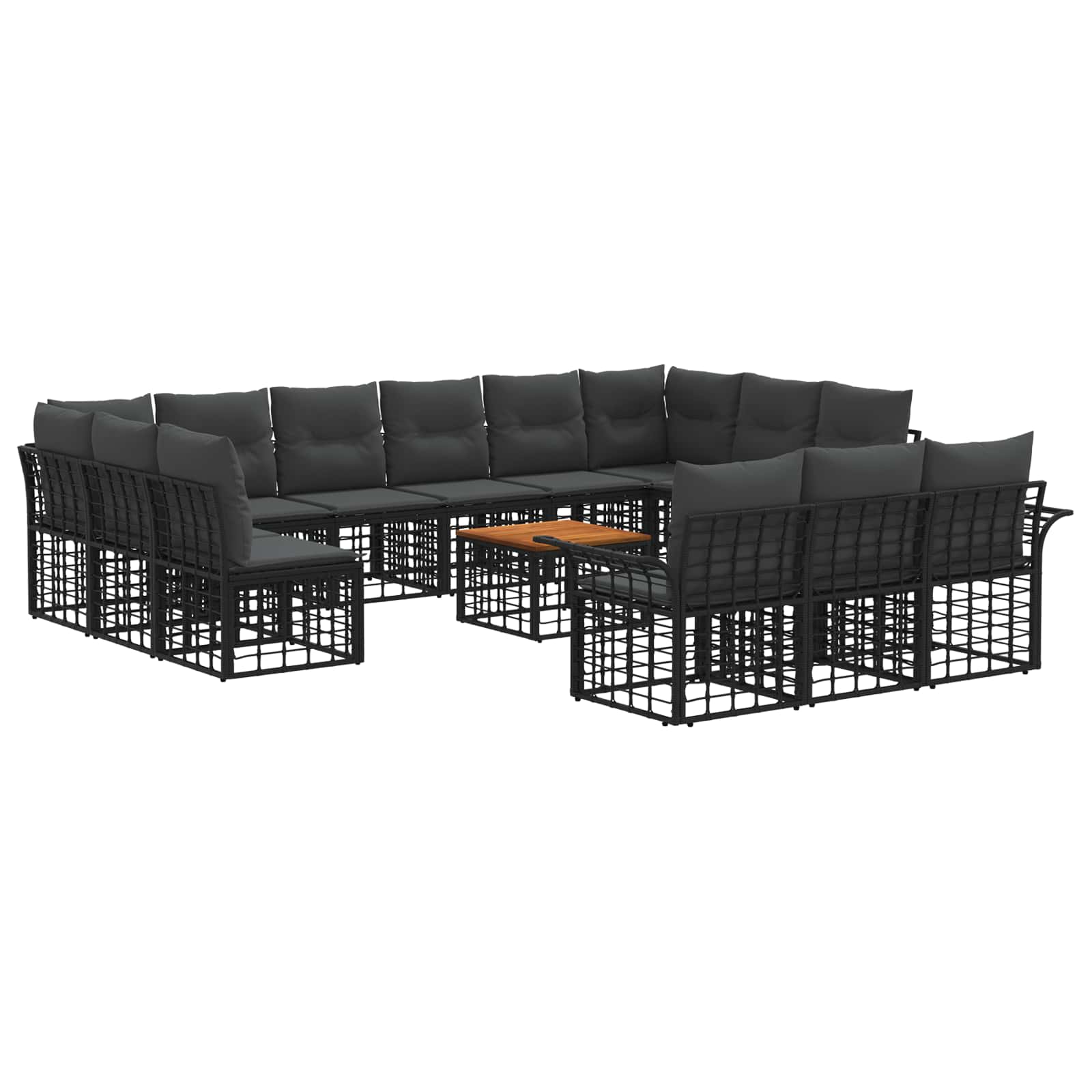Set vanjskih sofa 14 kom. Crna i tamno siva Poliester