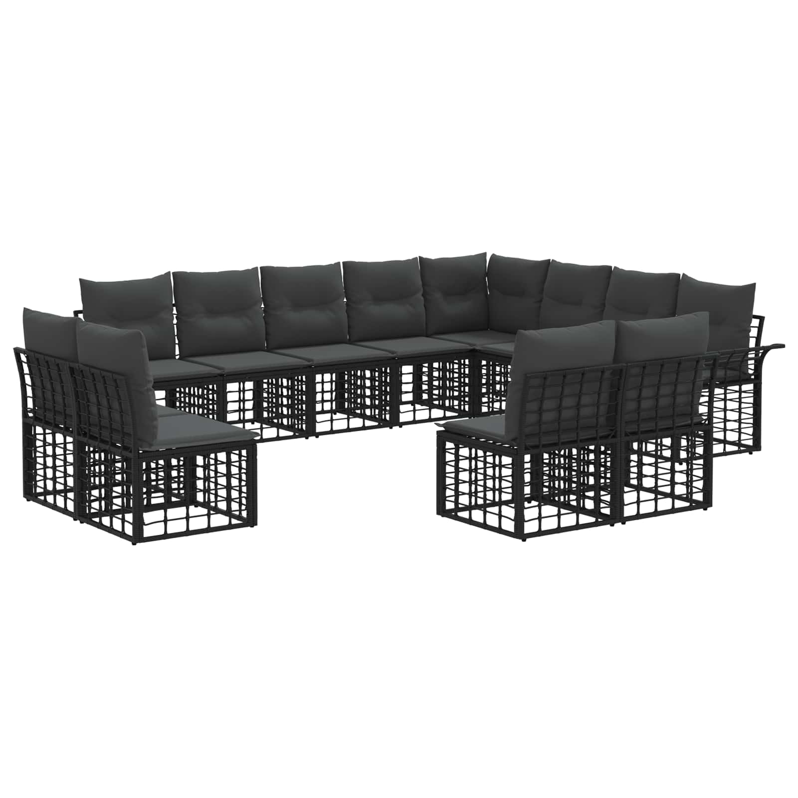Set vanjskih sofa 12 pcs Crna i tamno siva Poliester