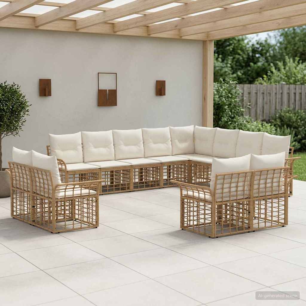 Set vanjskih sofa 12 pcs Prirodna i krema bijela Poliester