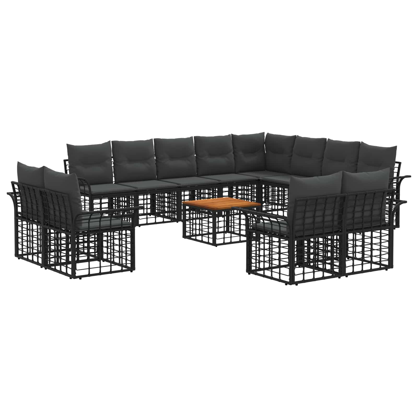 Set vanjskih sofa 13 pcs Crna i tamno siva Poliester