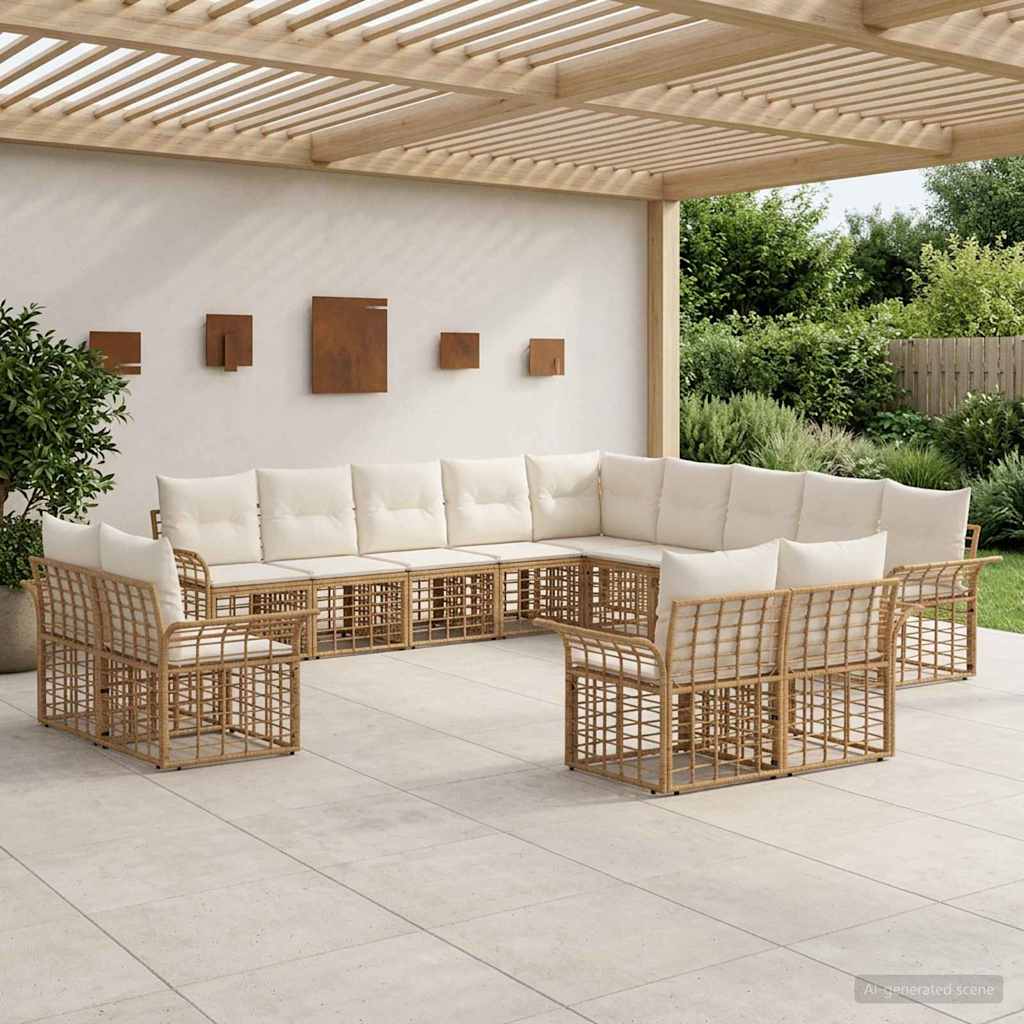 Set vanjskih sofa 13 pcs Prirodna i krema bijela Poliester