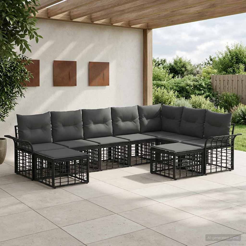 Set vanjskih sofa 9 pcs Crna i tamno siva Poliester