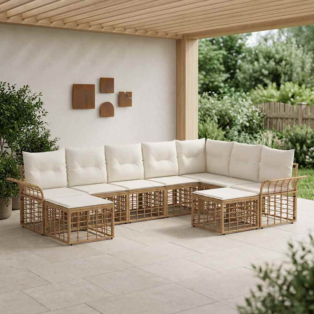 Set vanjskih sofa 9 pcs Prirodna i krema bijela Poliester